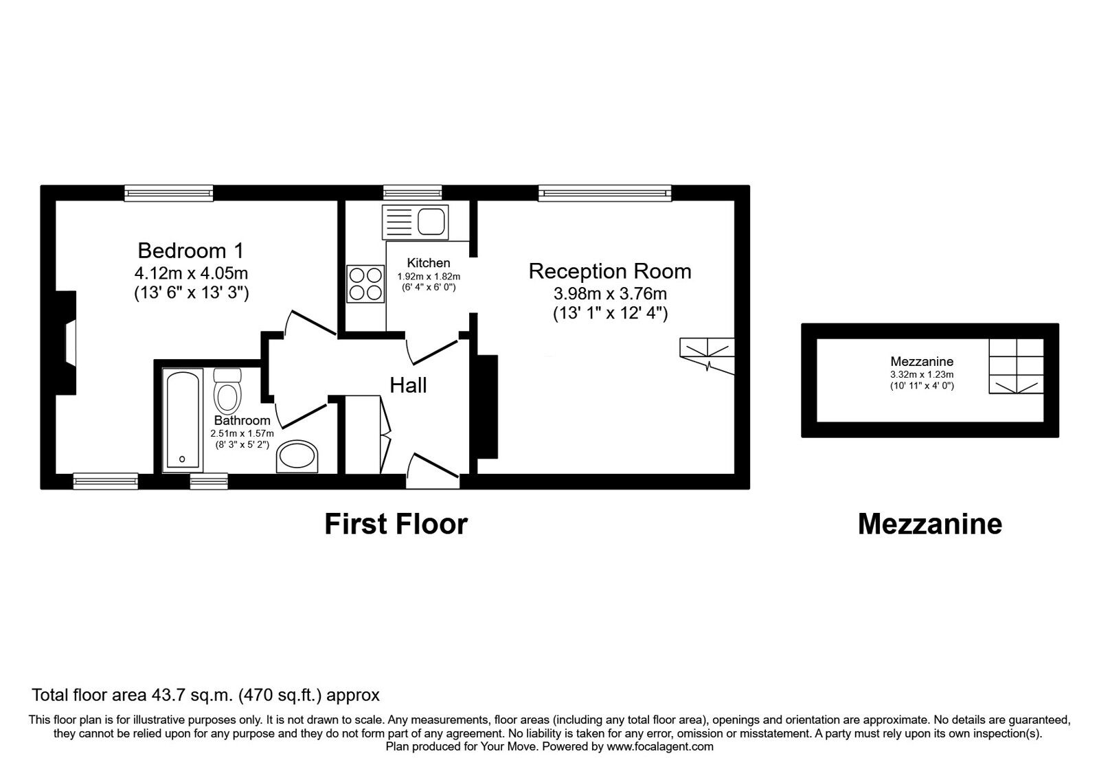 Floorplan of 1 bedroom Flat for sale, Kings Road, Brighton, East Sussex, BN1