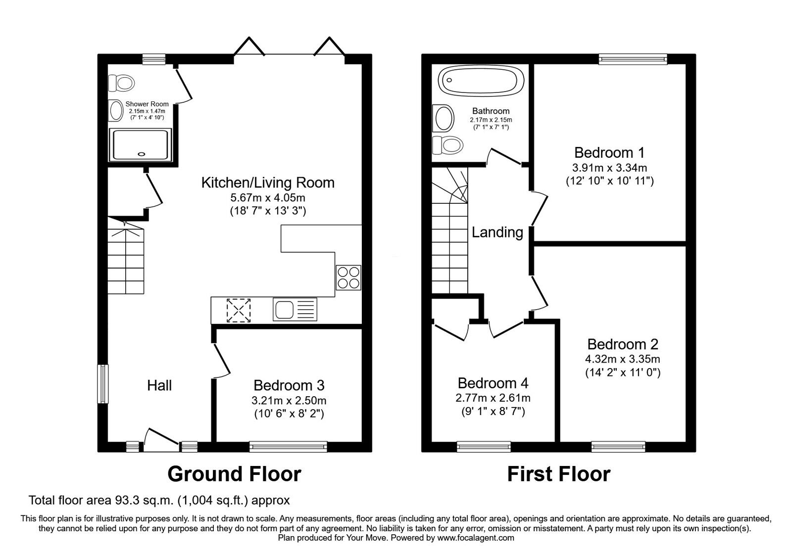 Floorplan of 3 bedroom Mid Terrace House for sale, The Worth, Rowan Close, East Sussex, BN41