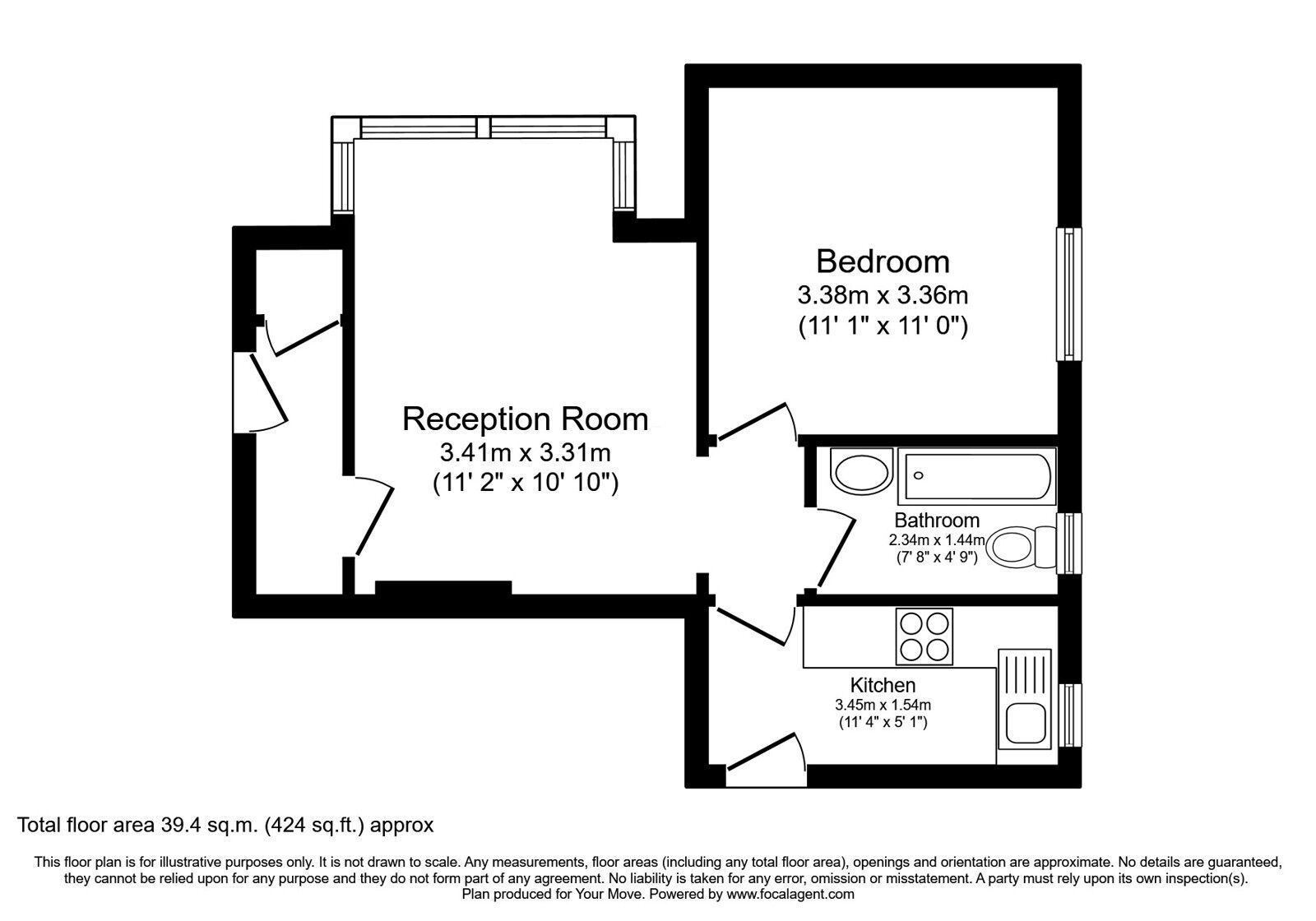 Floorplan of 1 bedroom Flat for sale, Bigwood Avenue, Hove, East Sussex, BN3