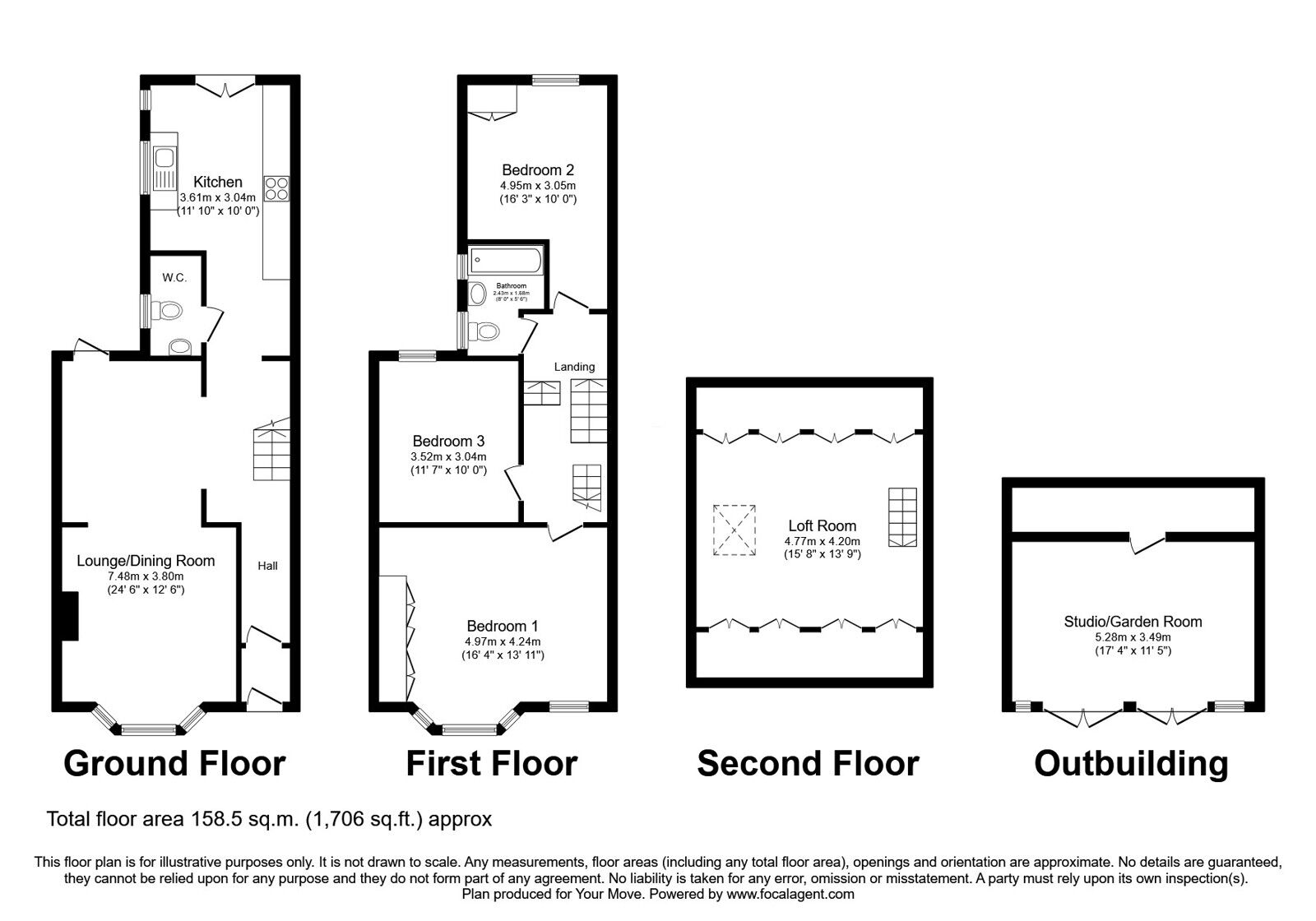 Floorplan of 3 bedroom Semi Detached House for sale, Waldegrave Road, Brighton, East Sussex, BN1