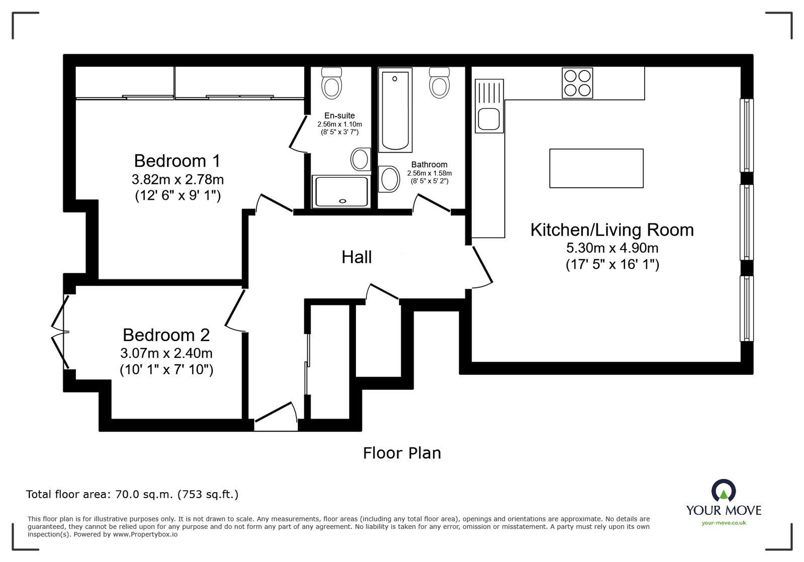 Floorplan of 2 bedroom Flat for sale, Brunswick Terrace, Hove, East Sussex, BN3