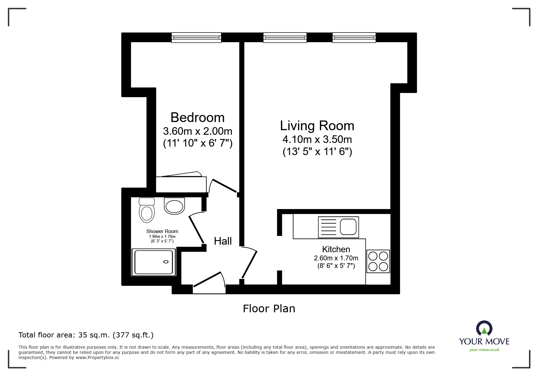 Floorplan of 1 bedroom Flat to rent, Church Road, Hove, East Sussex, BN3