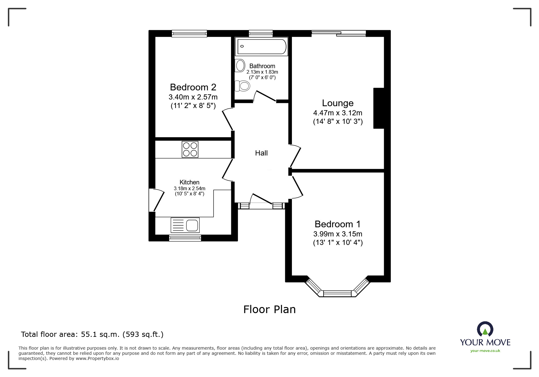 Floorplan of 2 bedroom Detached Bungalow to rent, Brasslands Drive, Portslade, East Sussex, BN41