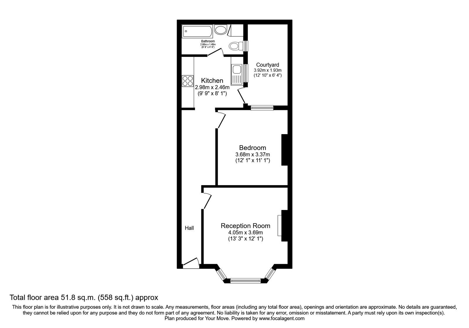 Floorplan of 1 bedroom Flat for sale, Ditchling Rise, Brighton, East Sussex, BN1
