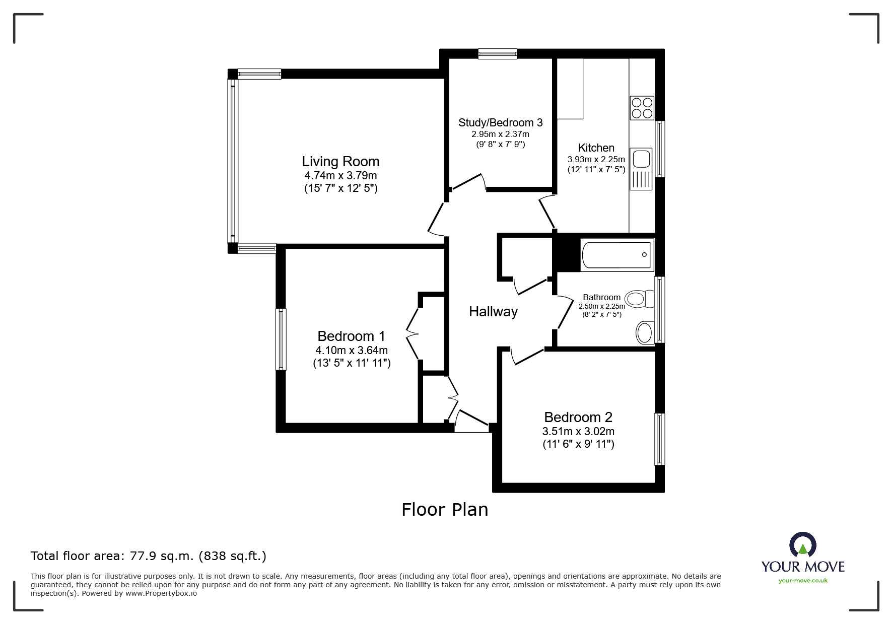Floorplan of 3 bedroom Flat to rent, Roedean Road, Brighton, East Sussex, BN2