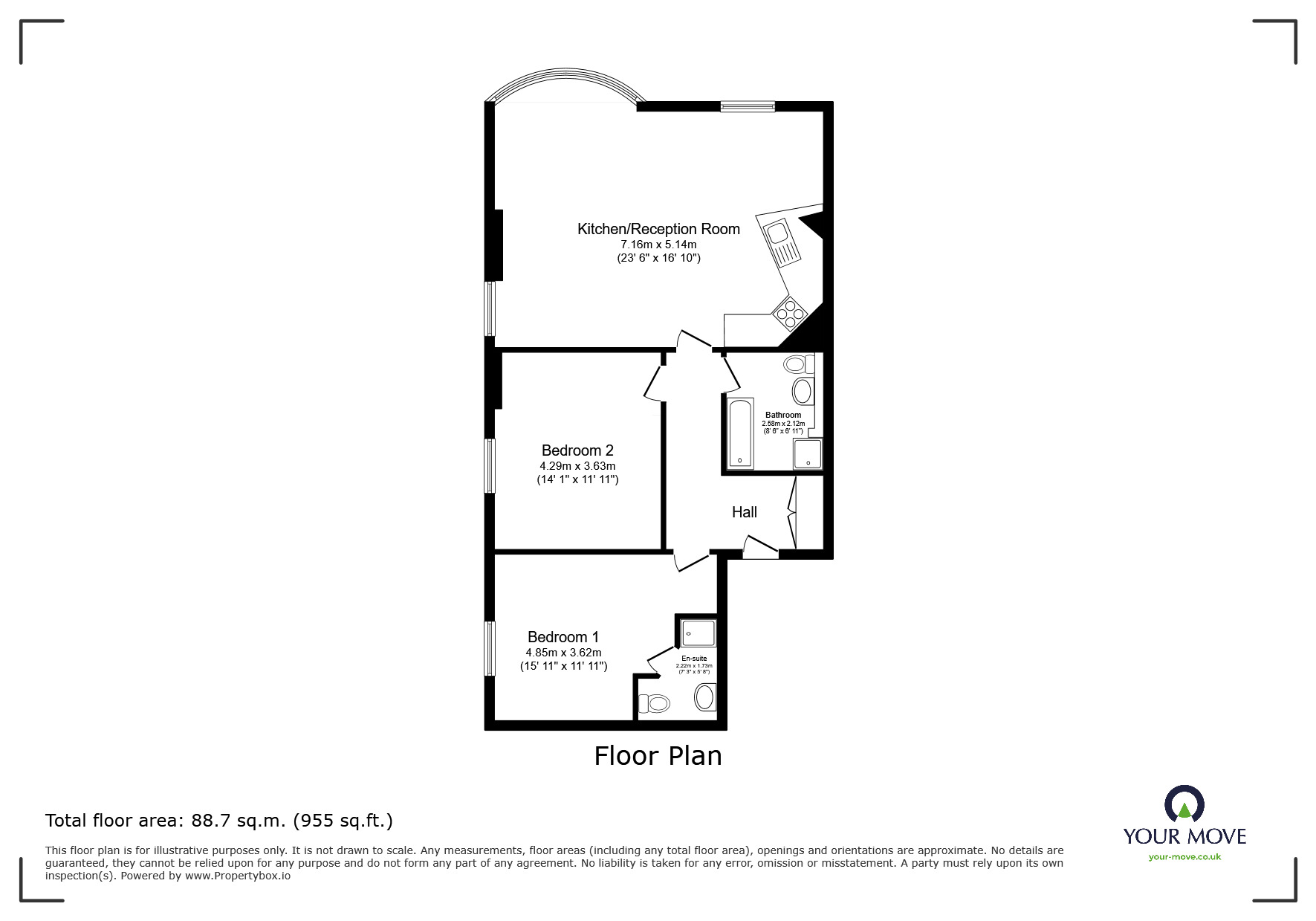 Floorplan of 2 bedroom Flat to rent, Windlesham Road, Brighton, East Sussex, BN1