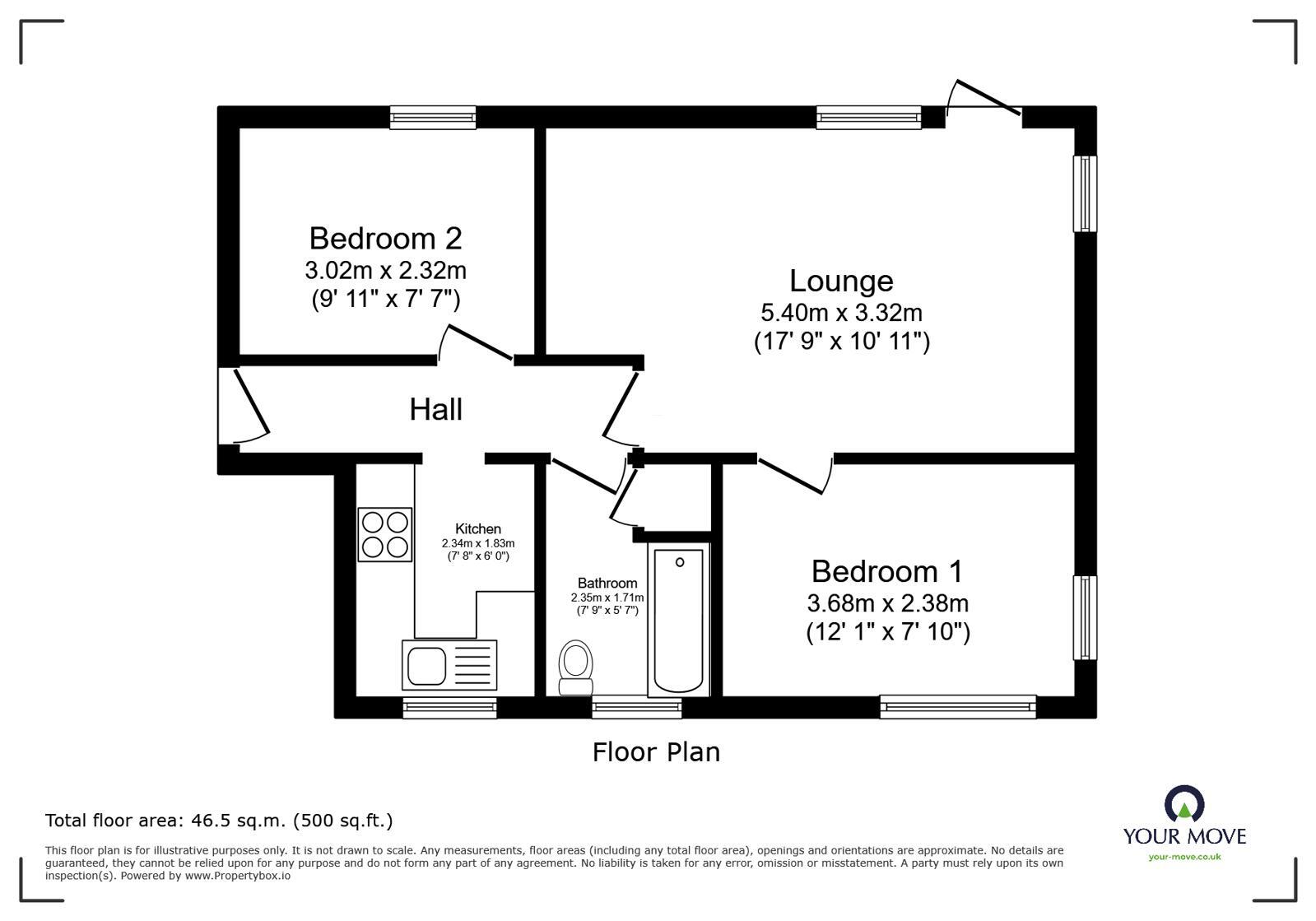 Floorplan of 2 bedroom Flat to rent, Lyndhurst Road, Hove, East Sussex, BN3