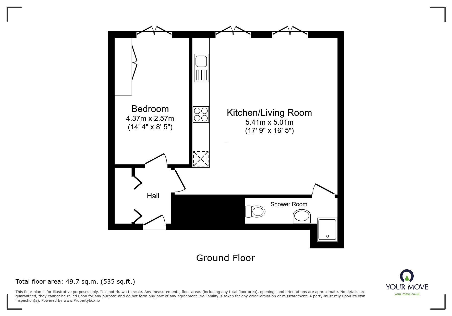 Floorplan of 1 bedroom Flat to rent, Norfolk Terrace, Brighton, East Sussex, BN1