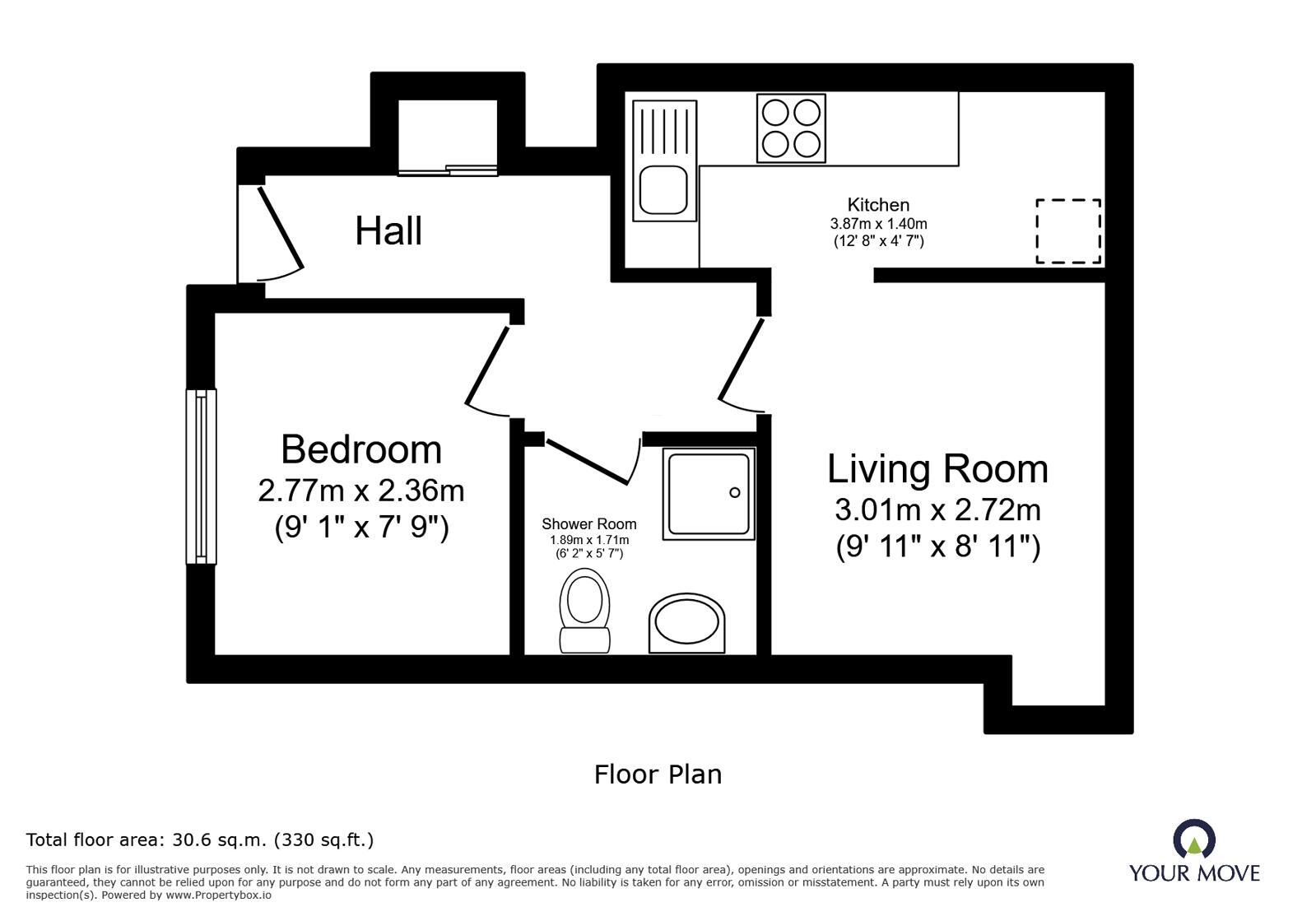 Floorplan of 1 bedroom Flat for sale, Russell Square, Brighton, East Sussex, BN1