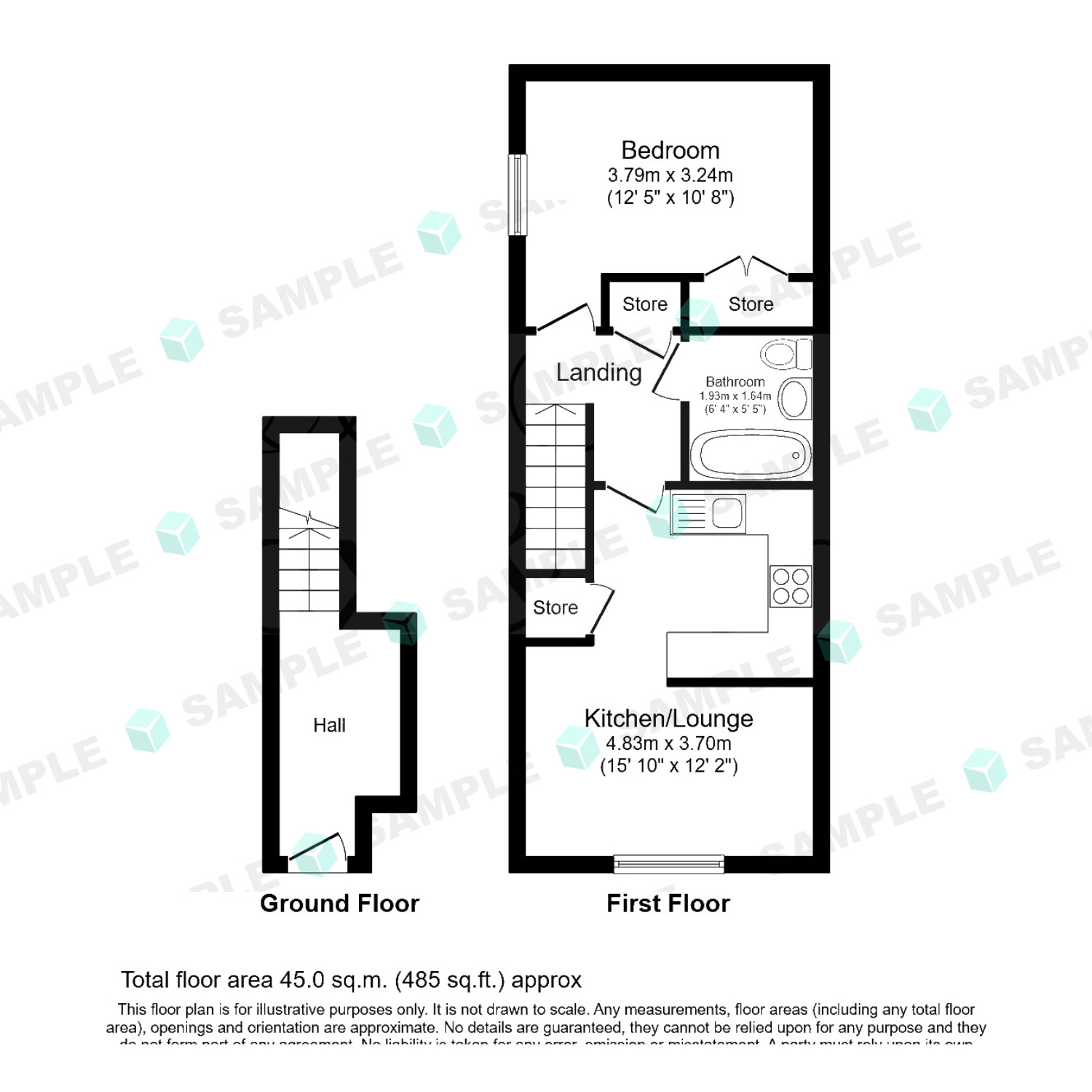 Floorplan of 1 bedroom Flat to rent, Upper Gardner Street, Brighton, East Sussex, BN1