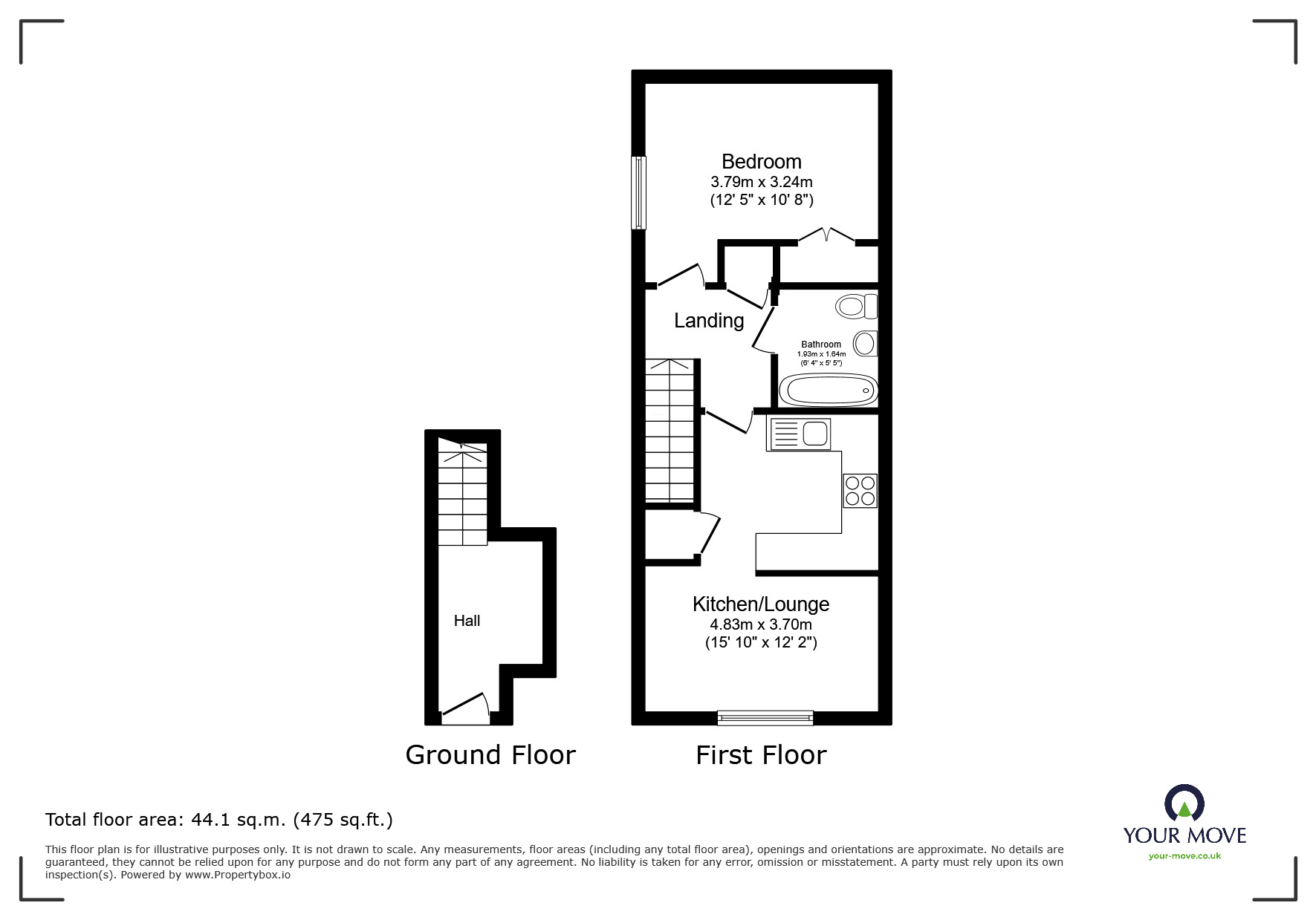 Floorplan of 1 bedroom Flat to rent, Upper Gardner Street, Brighton, East Sussex, BN1