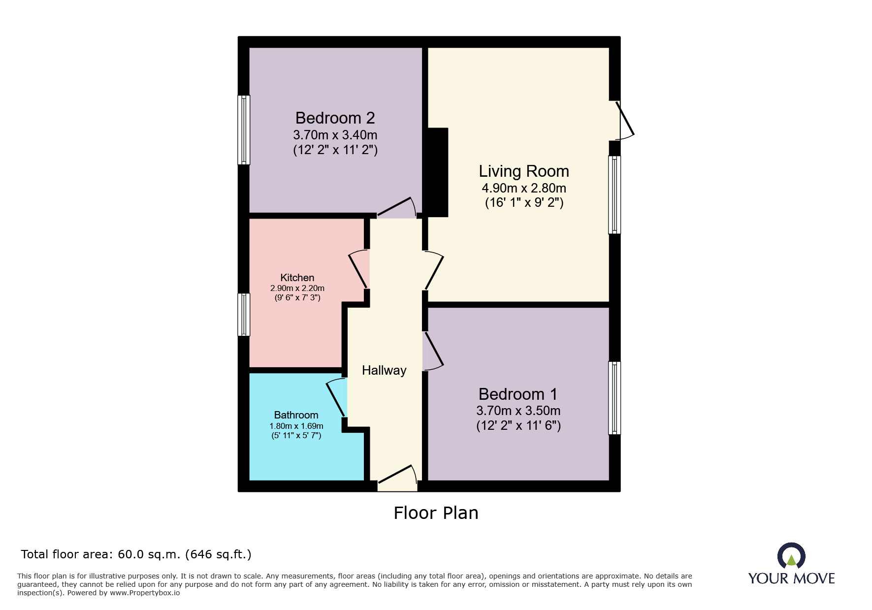 Floorplan of 2 bedroom Flat for sale, Chadborn Close, Brighton, East Sussex, BN2