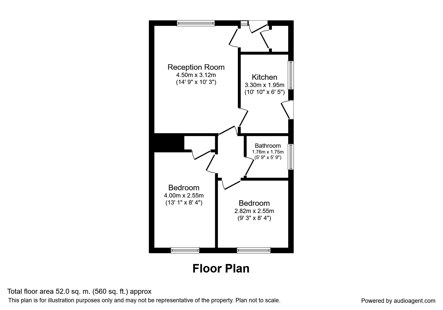 Floorplan of 2 bedroom Semi Detached Bungalow to rent, Penshaw Close, Pleckgate, Blackburn, BB1