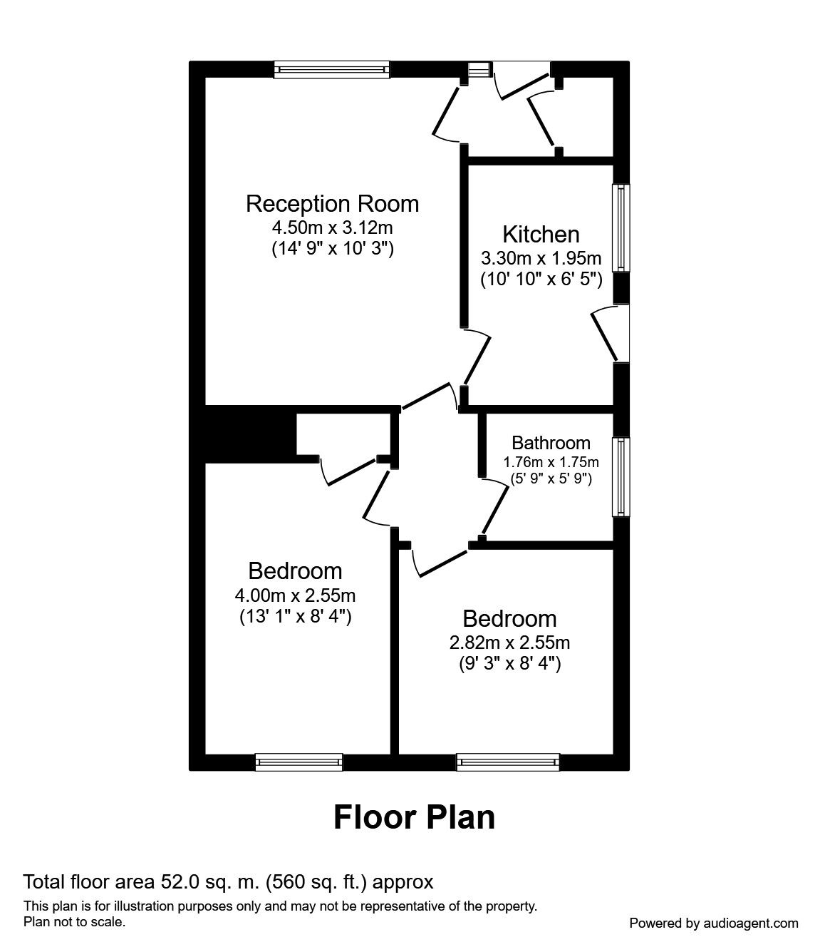Floorplan of 2 bedroom Semi Detached Bungalow to rent, Penshaw Close, Pleckgate, Blackburn, BB1