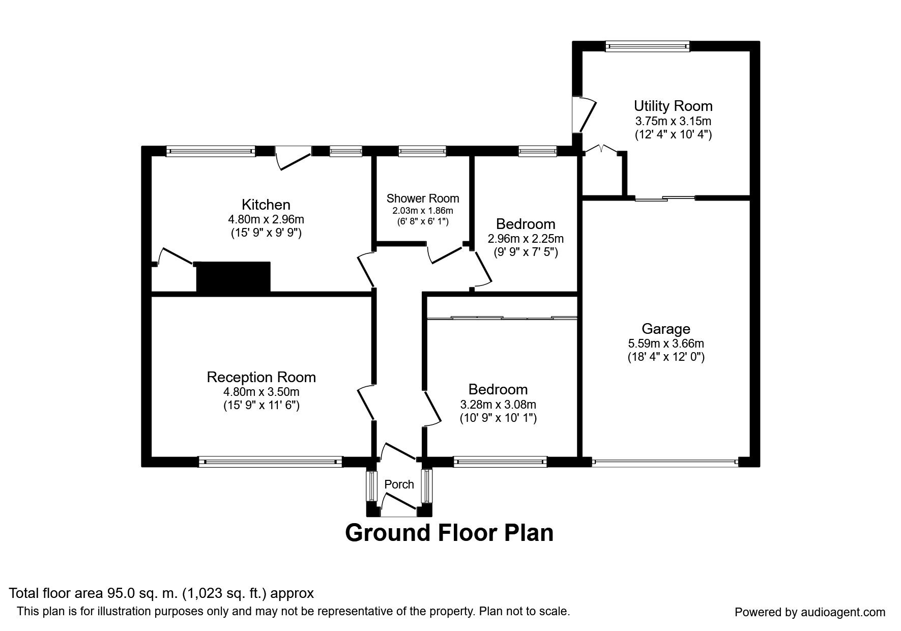 Floorplan of 2 bedroom Detached Bungalow to rent, Moorland Road, Langho, Blackburn, BB6