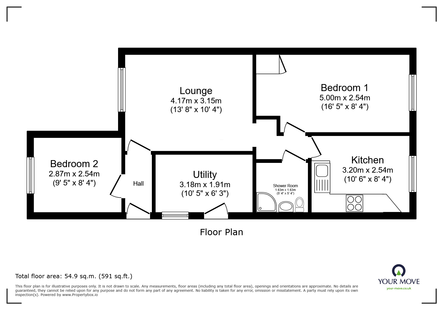 Floorplan of 2 bedroom Semi Detached Bungalow to rent, Openshaw Drive, Blackburn, Lancashire, BB1