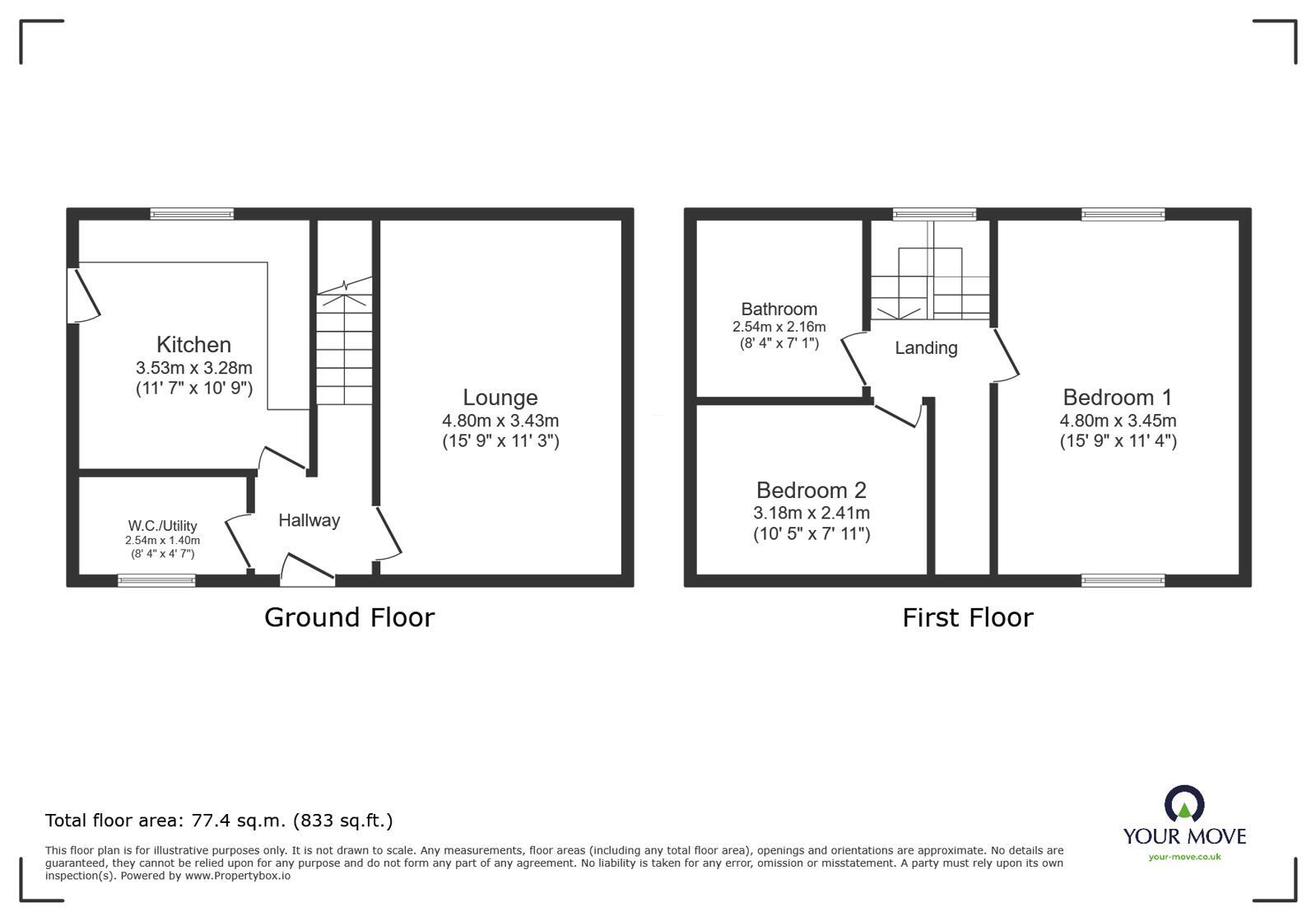 Floorplan of 2 bedroom Mid Terrace House to rent, Whitebirk Road, Blackburn, Lancashire, BB1