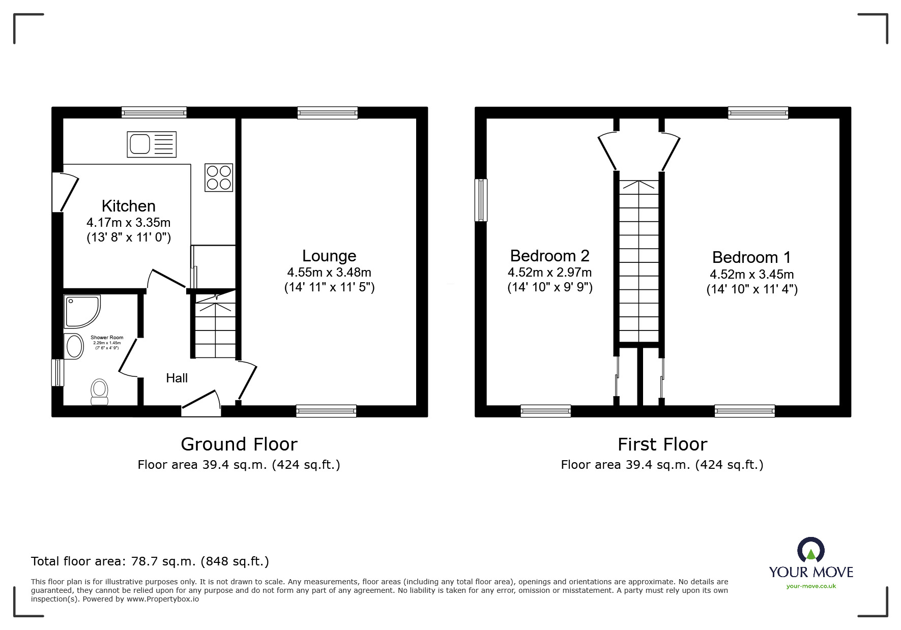 Floorplan of 2 bedroom Semi Detached House for sale, Brownhill Drive, Blackburn, Lancashire, BB1