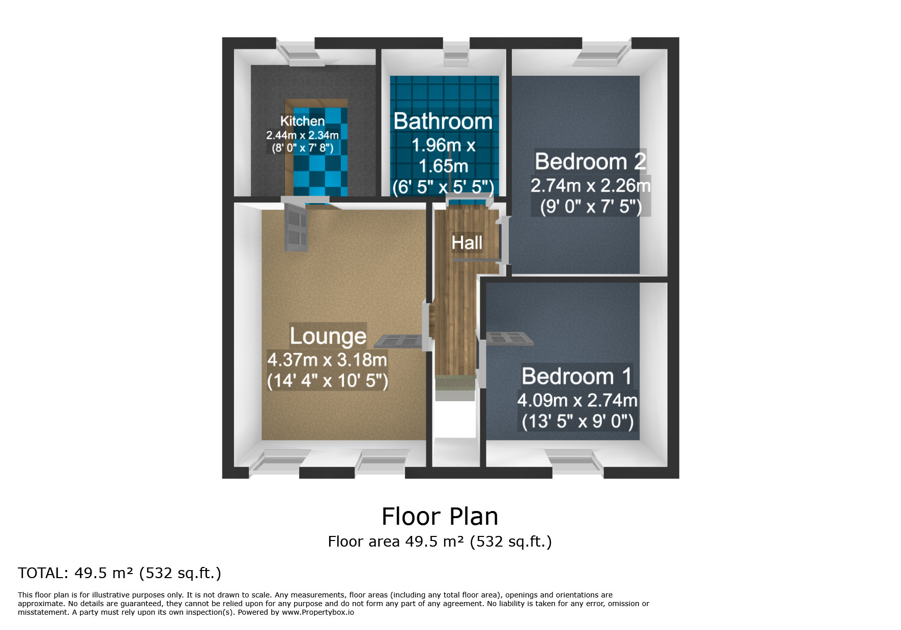 Floorplan of 2 bedroom  Flat for sale, Preston Old Road, Blackburn, Lancashire, BB2