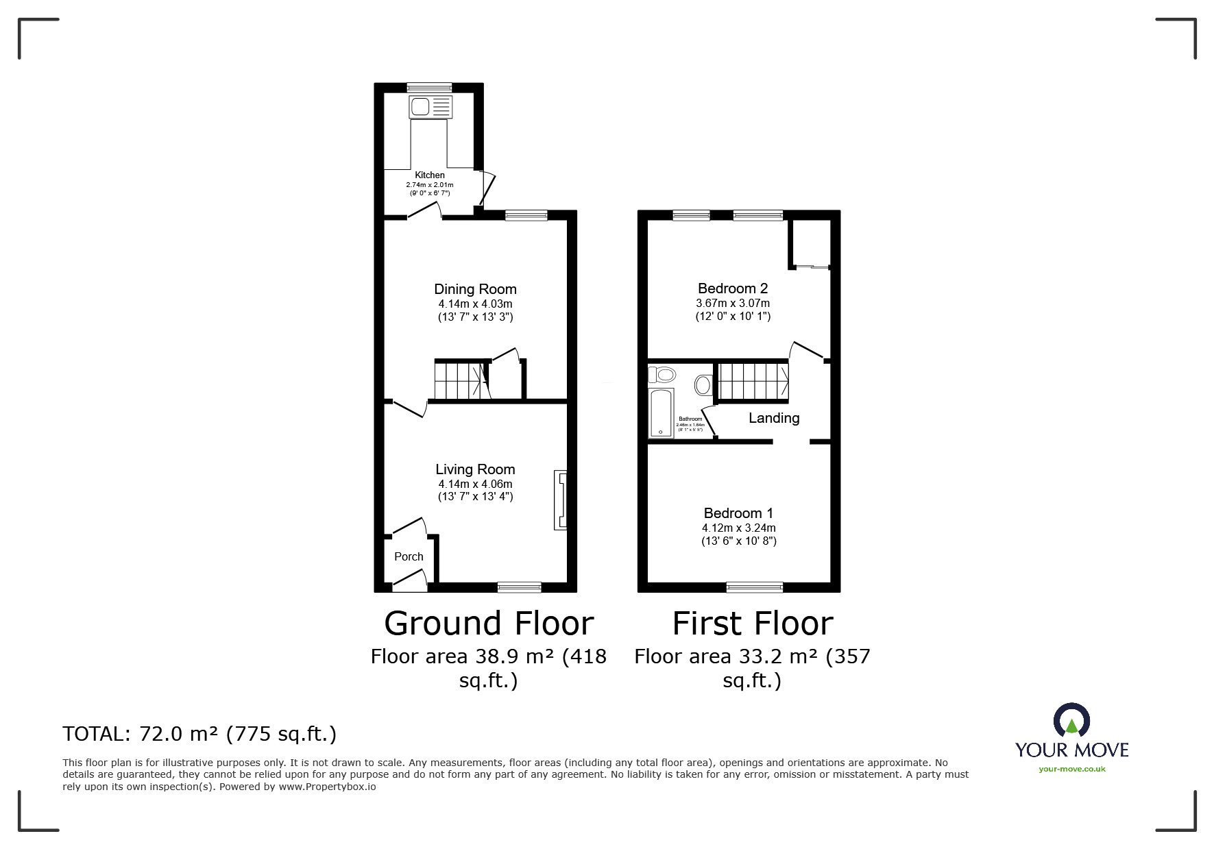Floorplan of 2 bedroom Mid Terrace House for sale, New Wellington Street, Blackburn, Lancashire, BB2