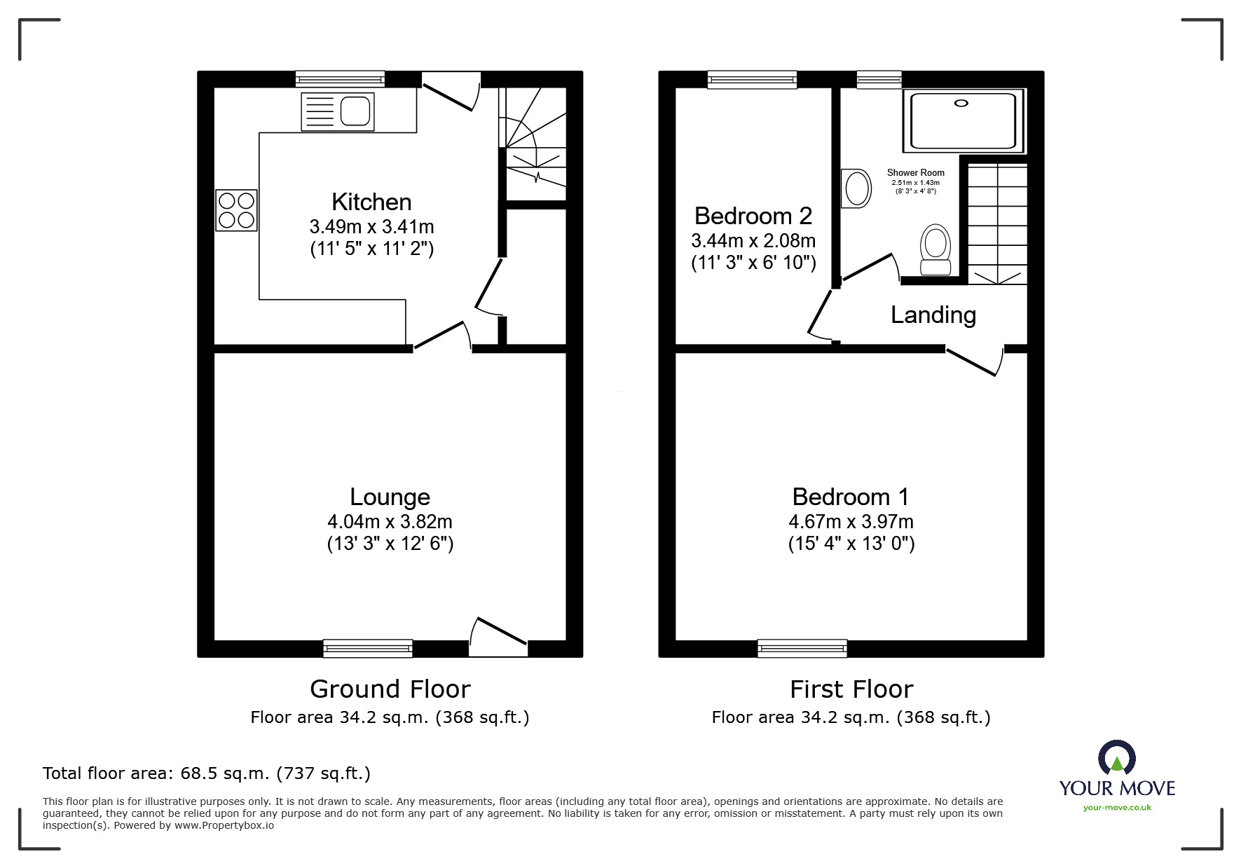 Floorplan of 2 bedroom End Terrace House for sale, East Street, Feniscowles, Lancashire, BB2