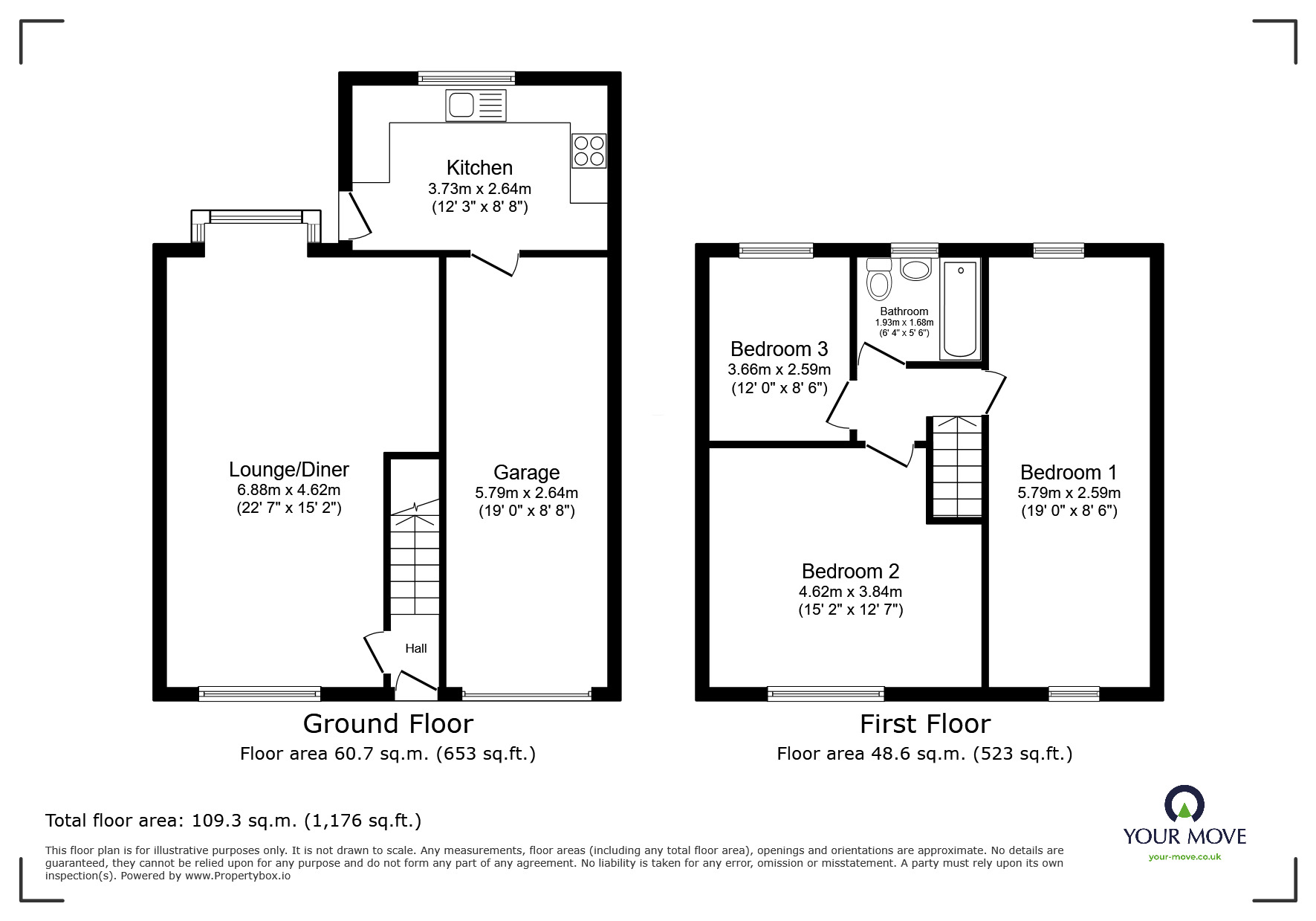 Floorplan of 3 bedroom Semi Detached House to rent, Nares Road, Blackburn, Lancashire, BB2