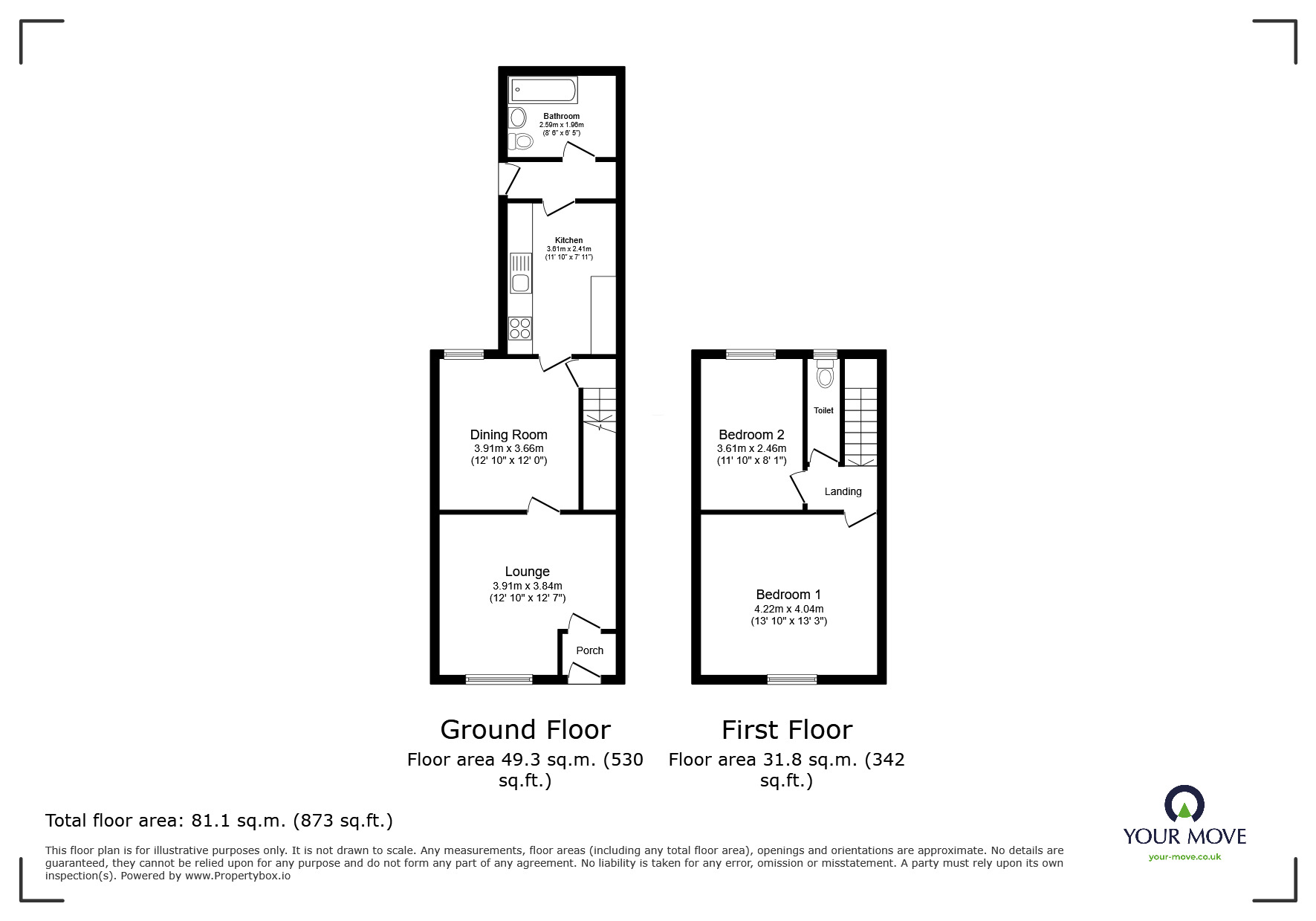 Floorplan of 2 bedroom Mid Terrace House for sale, Walsh Street, Blackburn, Lancashire, BB2