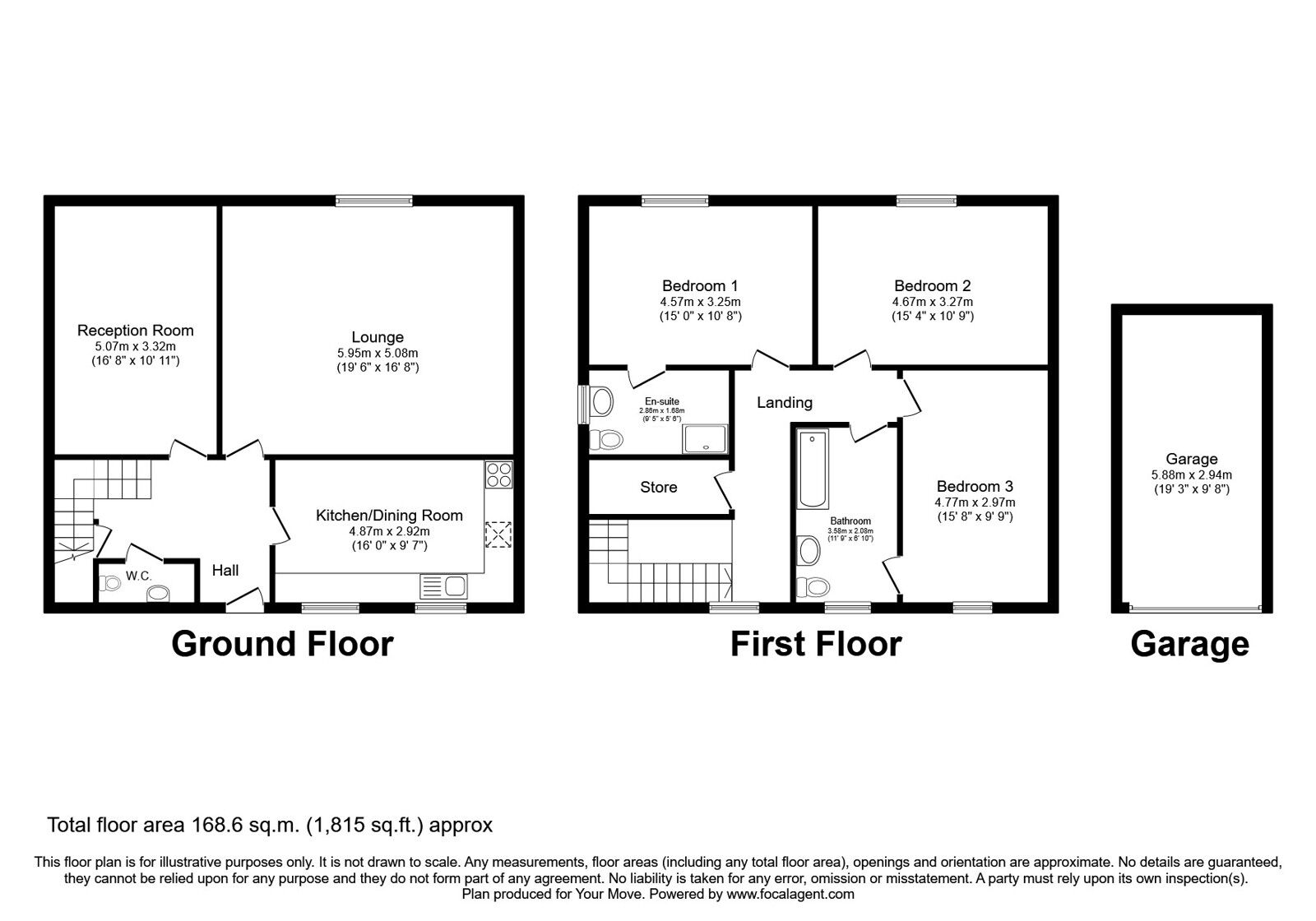 Floorplan of 3 bedroom Mid Terrace House for sale, Woodfold Park, Mellor, Lancashire, BB2