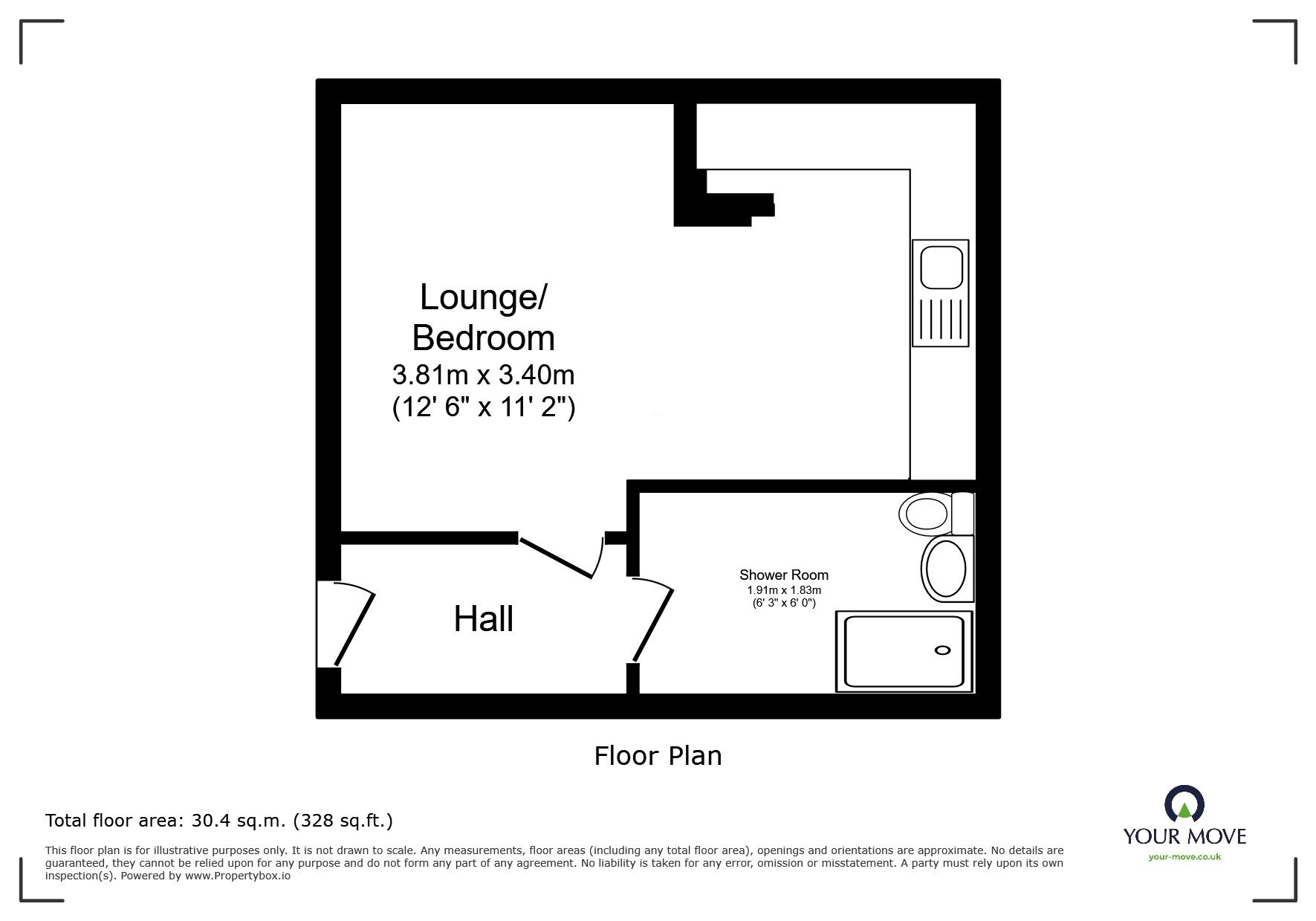 Floorplan of 1 bedroom Mid Terrace Flat to rent, Whalley Banks, Blackburn, Lancashire, BB2