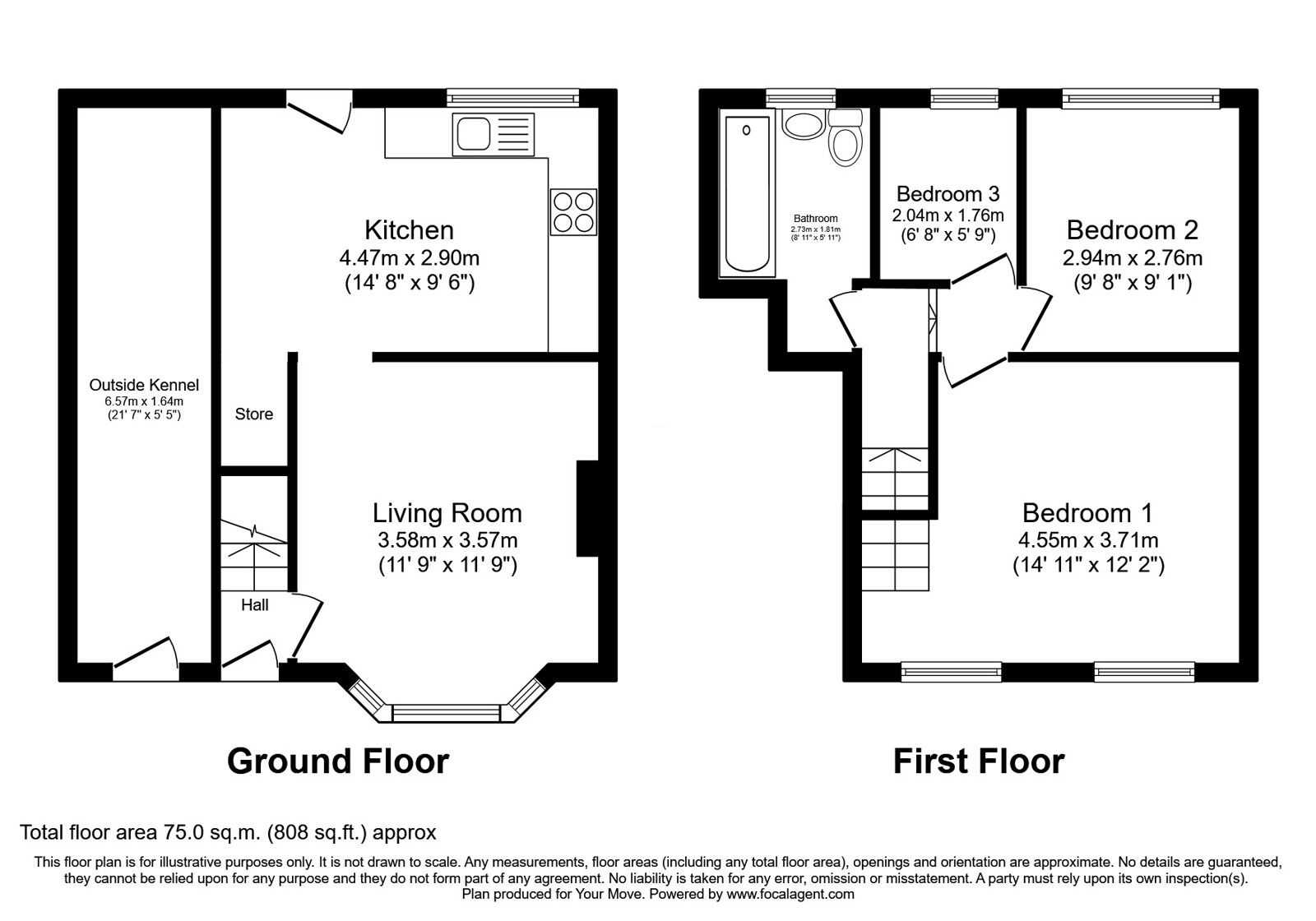Floorplan of 3 bedroom Mid Terrace House to rent, Rockcliffe Street, Blackburn, Lancashire, BB2