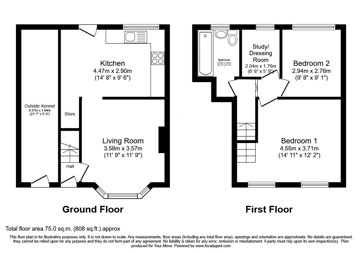 Floorplan of 2 bedroom Mid Terrace House to rent, Rockcliffe Street, Blackburn, Lancashire, BB2