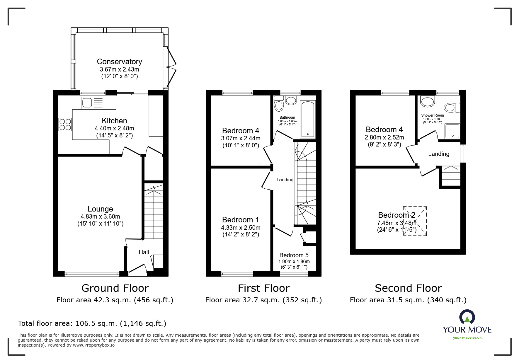 Floorplan of 5 bedroom End Terrace House for sale, Dawlish Close, Blackburn, Lancashire, BB2
