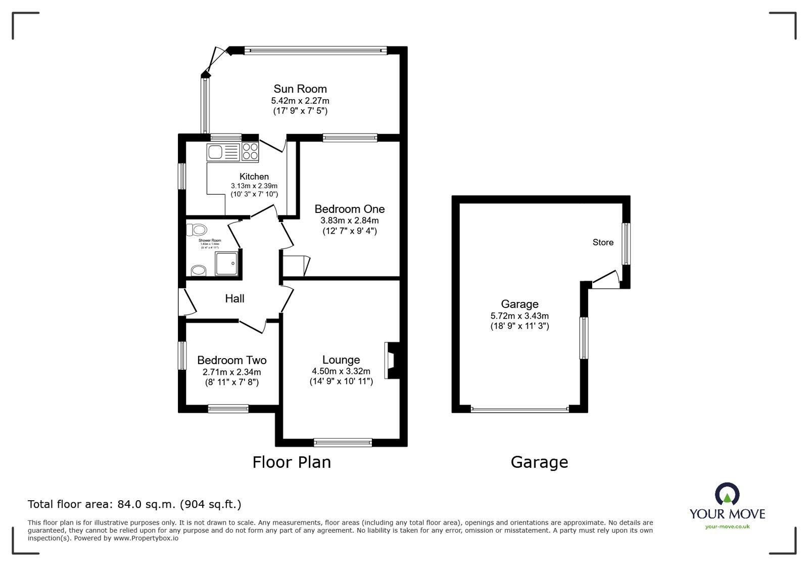 Floorplan of 2 bedroom Semi Detached Bungalow for sale, St. Michael's Close, Blackburn, Lancashire, BB2