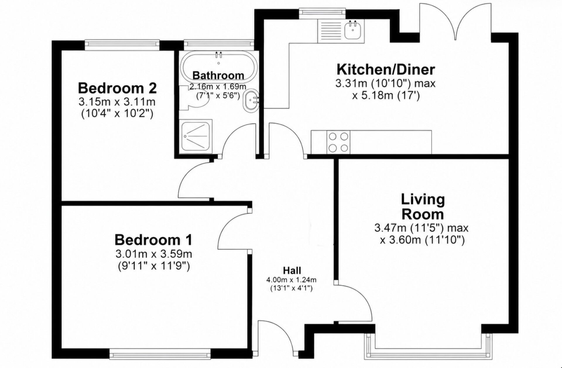 Floorplan of 2 bedroom Semi Detached Bungalow for sale, Beaver Close, Wilpshire, Lancashire, BB1
