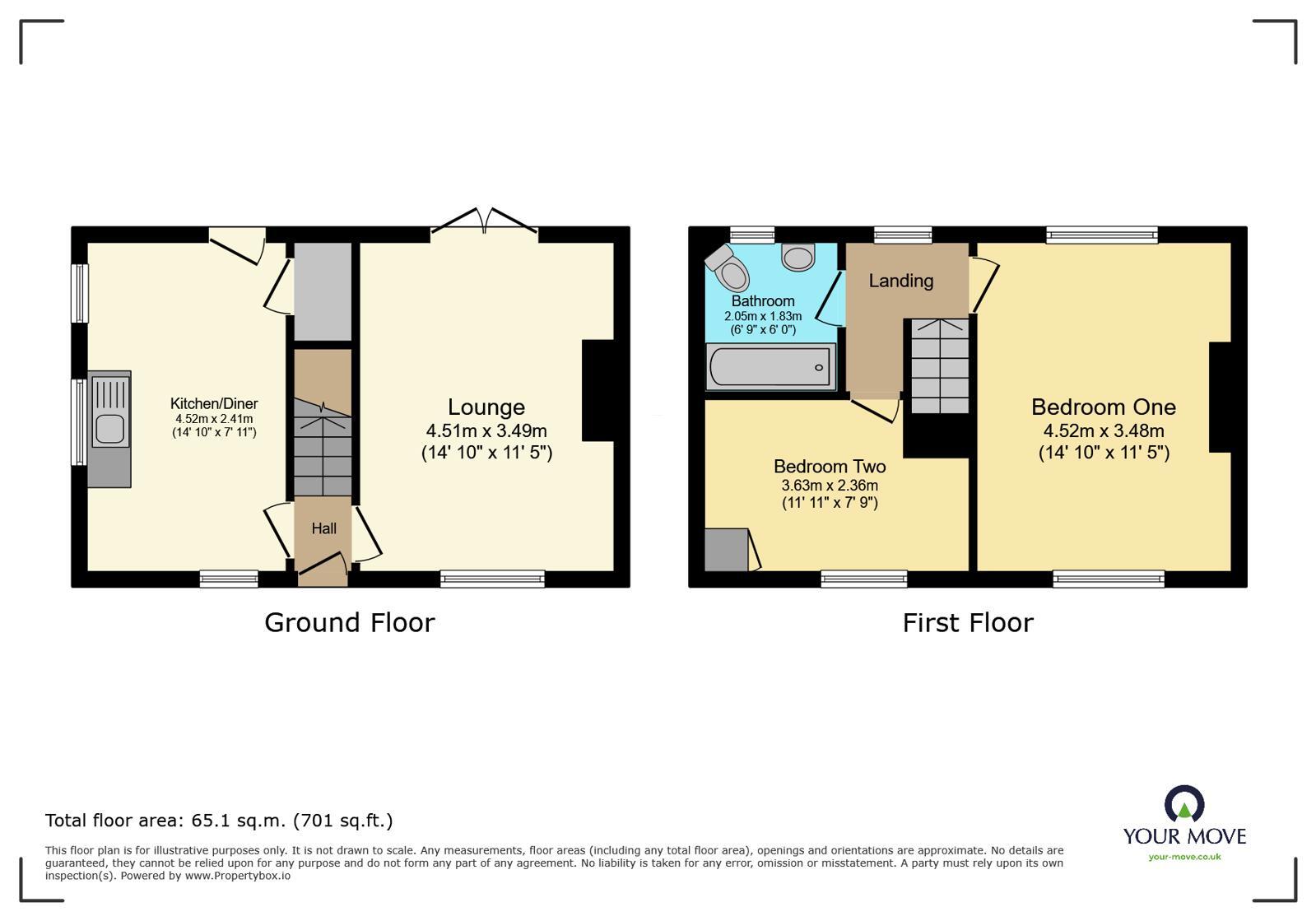 Floorplan of 2 bedroom Semi Detached House for sale, Maricourt Avenue, Blackburn, Lancashire, BB1