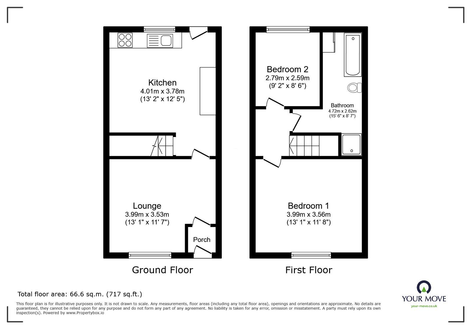Floorplan of 2 bedroom Mid Terrace House for sale, Angela Street, Blackburn, Lancashire, BB2