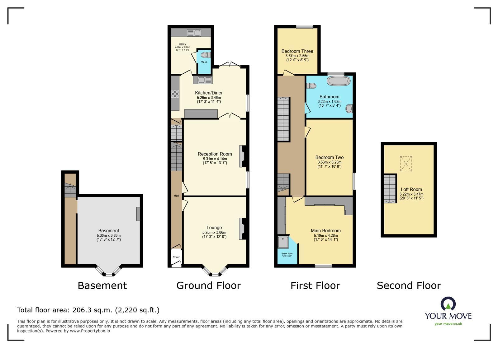 Floorplan of 3 bedroom End Terrace House for sale, Harwood Road, Rishton, Lancashire, BB1
