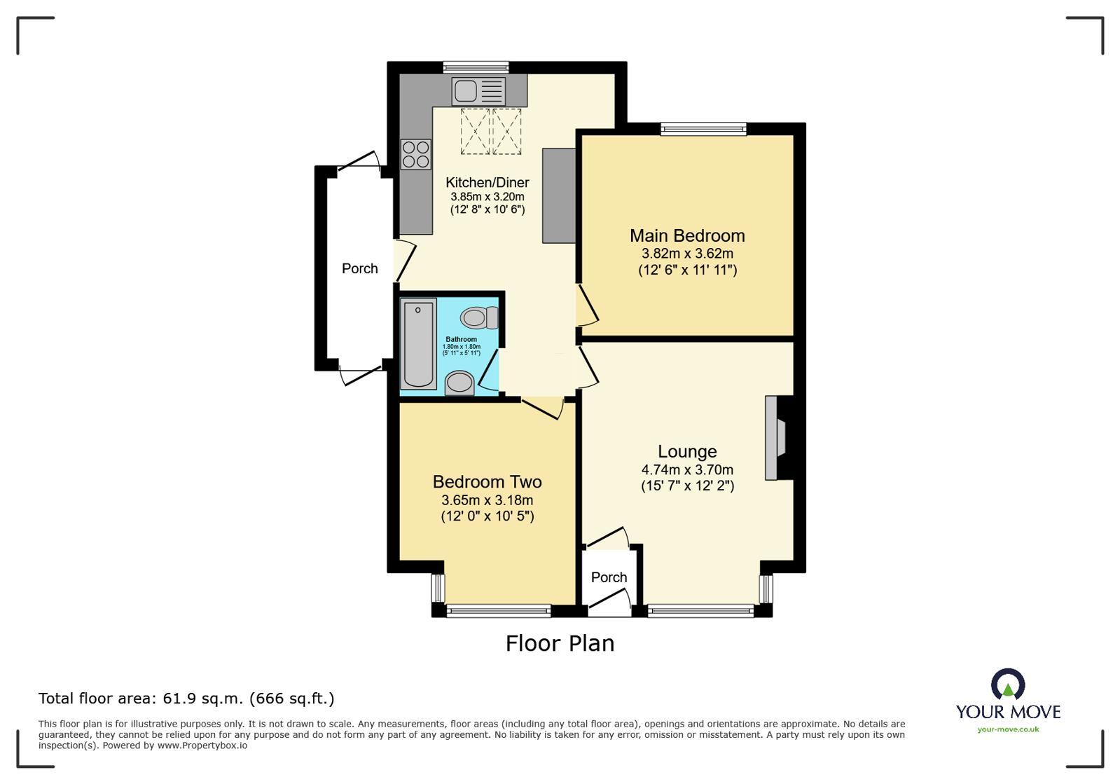 Floorplan of 2 bedroom Bungalow for sale, Hazel Avenue, Clayton Le Moors, Lancashire, BB5