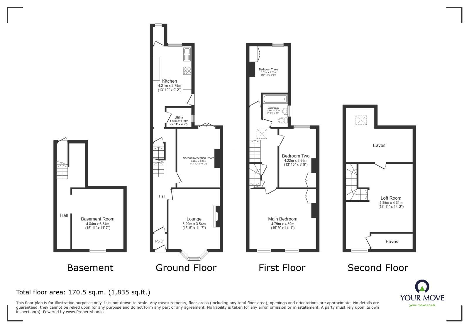 Floorplan of 4 bedroom Mid Terrace House to rent, Alexandra Road, Blackburn, Lancashire, BB2