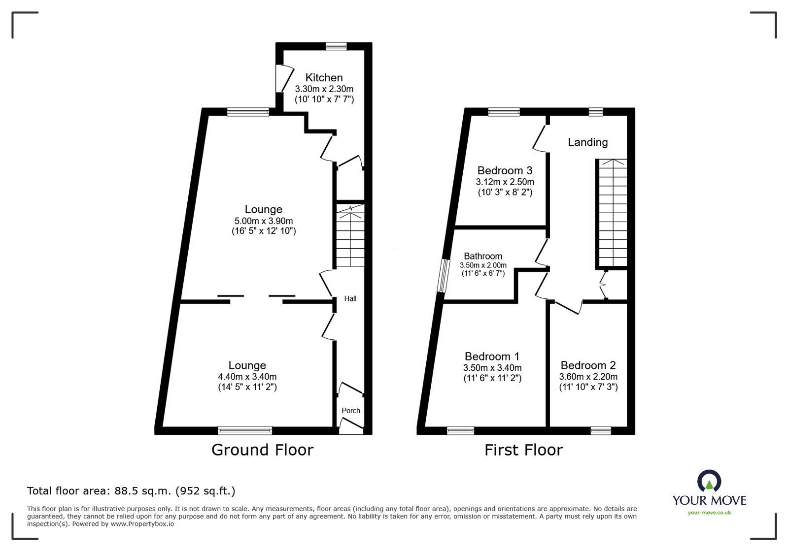 Floorplan of 3 bedroom End Terrace House for sale, Edmund Street, Blackburn, Lancashire, BB2