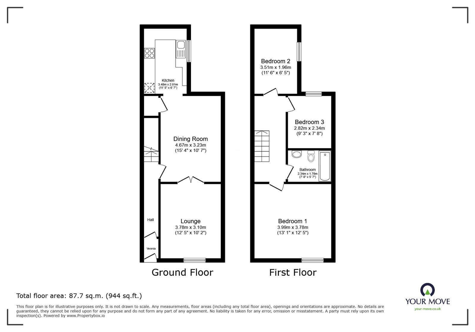 Floorplan of 3 bedroom Mid Terrace House for sale, Harwood Road, Rishton, Lancashire, BB1
