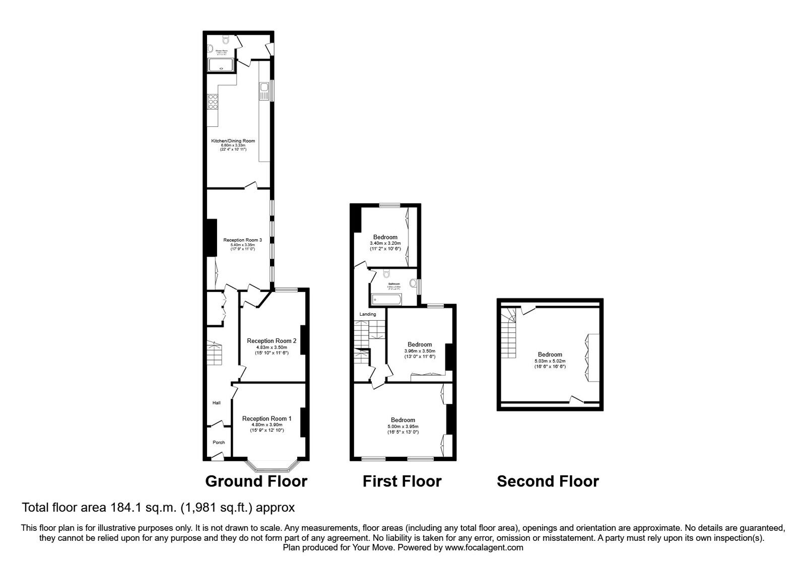 Floorplan of 4 bedroom Mid Terrace House for sale, Lancaster Place, Blackburn, Lancashire, BB2