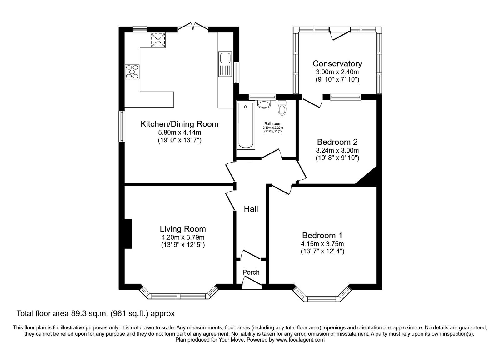 Floorplan of 2 bedroom Detached Bungalow for sale, Preston Old Road, Blackburn, Lancashire, BB2