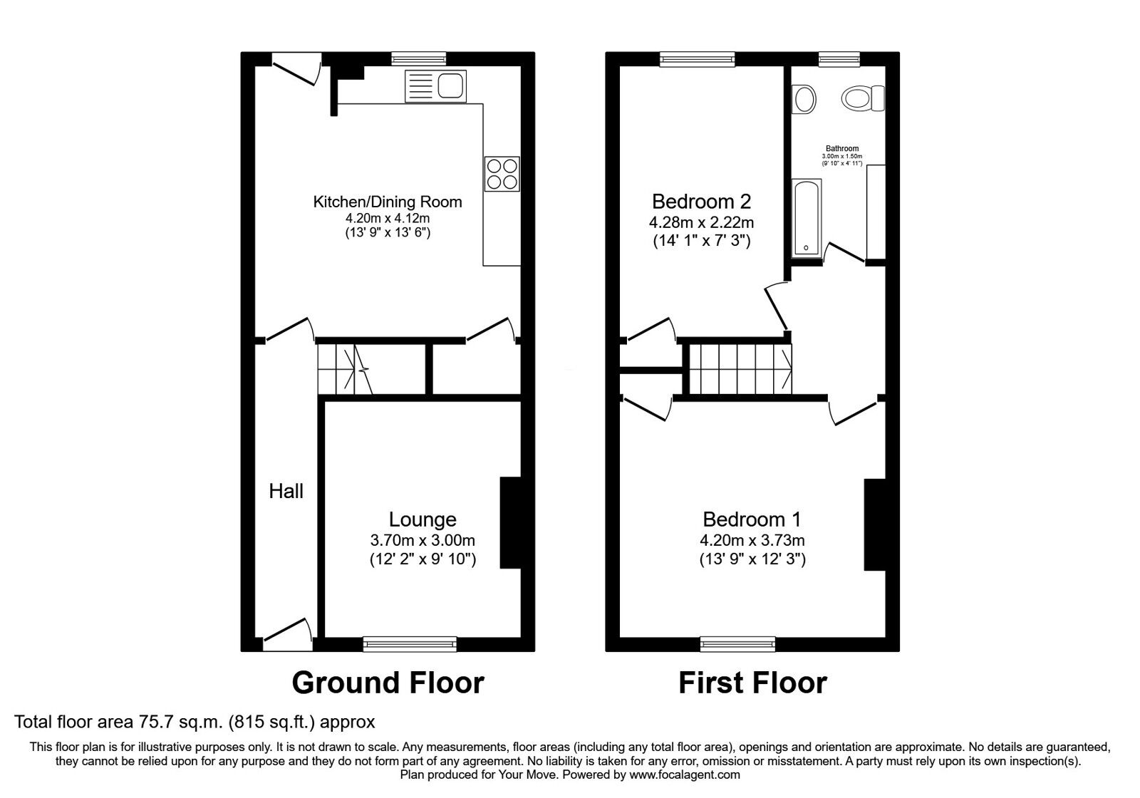 Floorplan of 2 bedroom Mid Terrace House for sale, Edleston Street, Accrington, Lancashire, BB5
