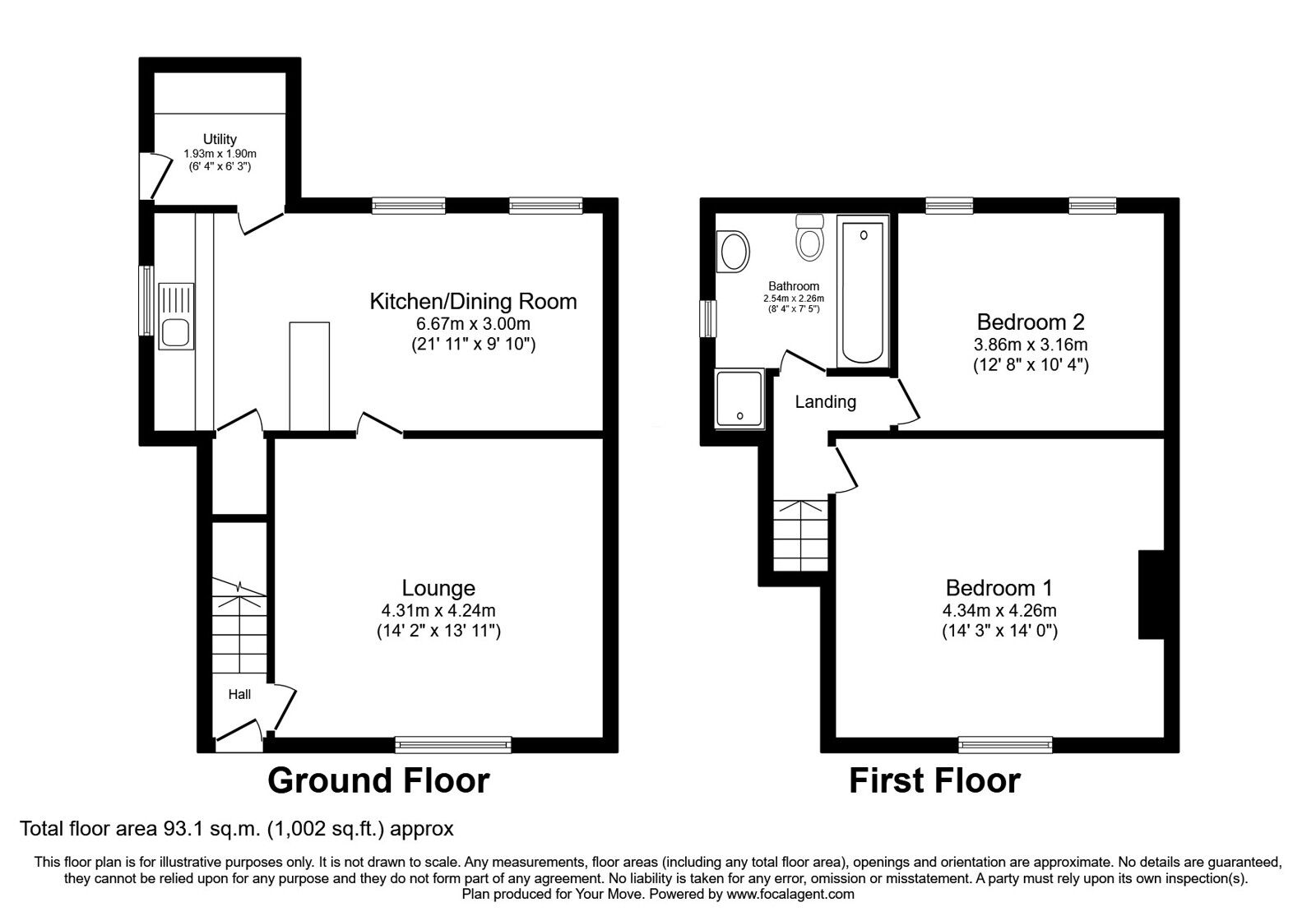 Floorplan of 2 bedroom End Terrace House for sale, Blackamoor Road, Guide, Lancashire, BB1