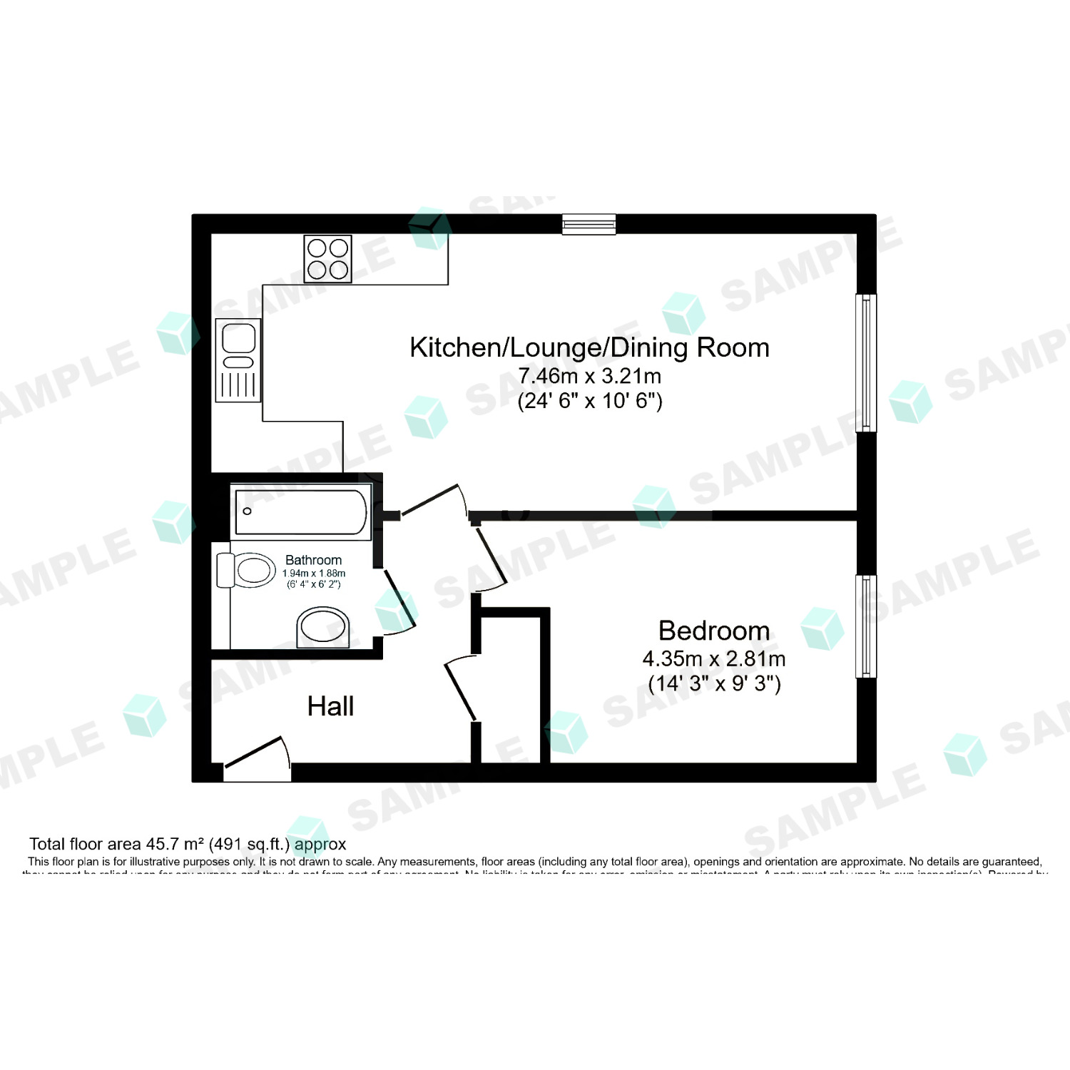 Floorplan of 1 bedroom Flat to rent, Meaden Way, Felpham, West Sussex, PO22