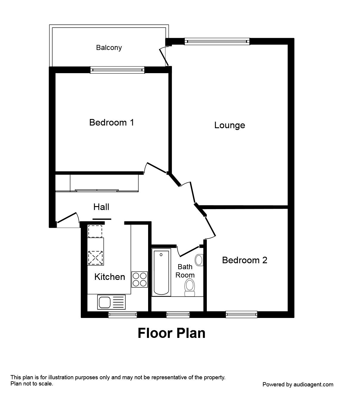 Floorplan of 2 bedroom Flat to rent, Albert Road, Bognor Regis, West Sussex, PO21
