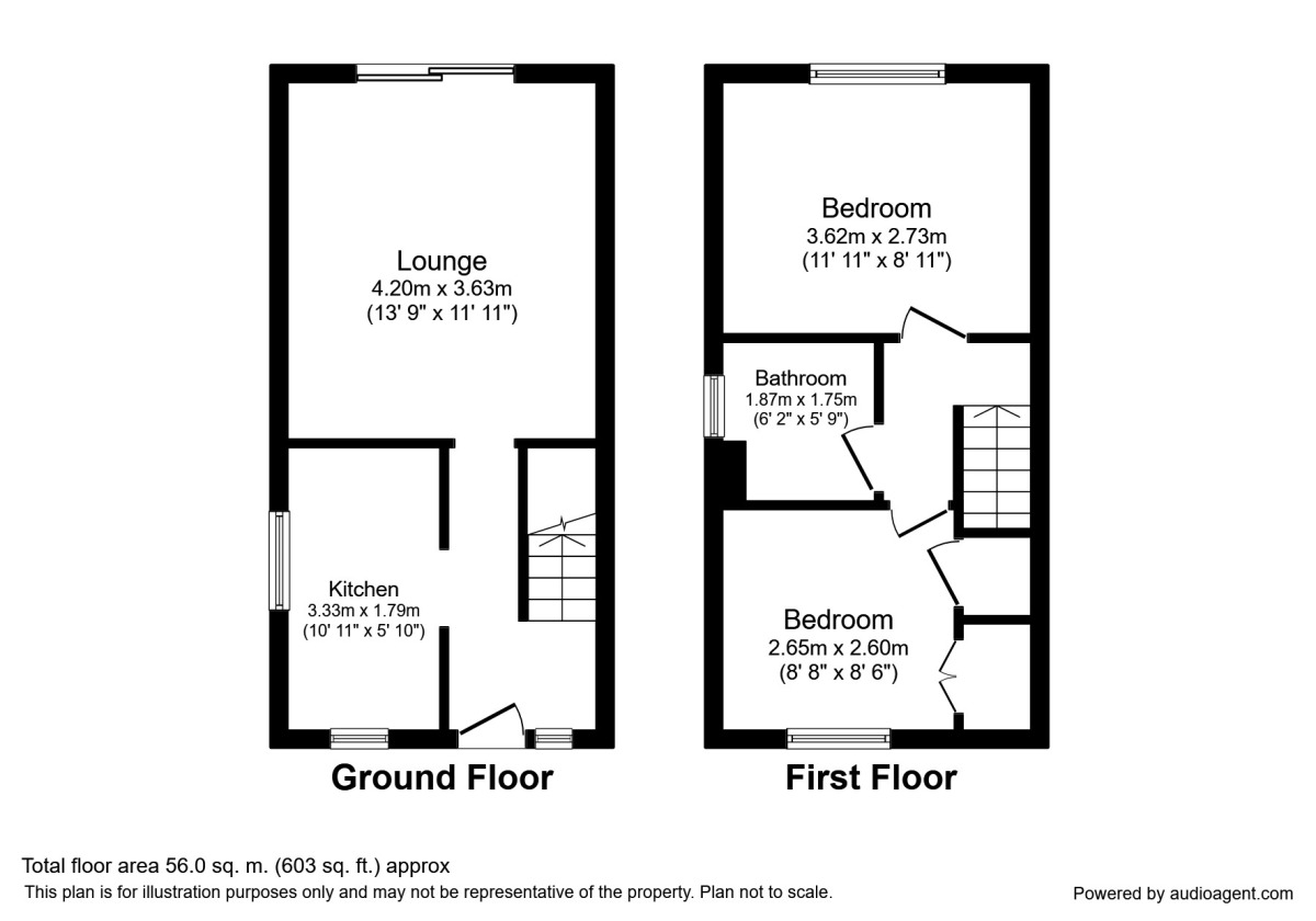 Floorplan of 2 bedroom Semi Detached House to rent, Baldwin Close, Bognor Regis, West Sussex, PO22
