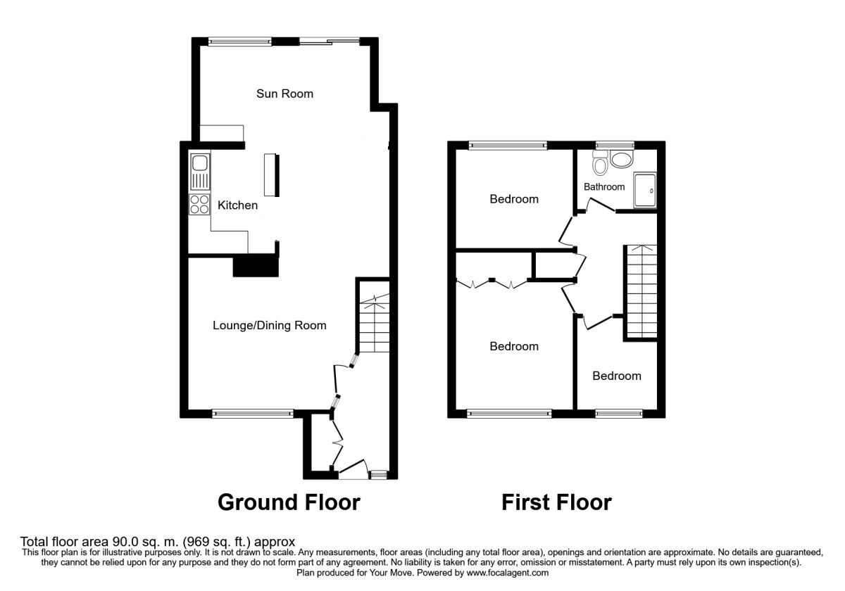 Floorplan of 3 bedroom Mid Terrace House to rent, Kings Drive, Bognor Regis, West Sussex, PO21