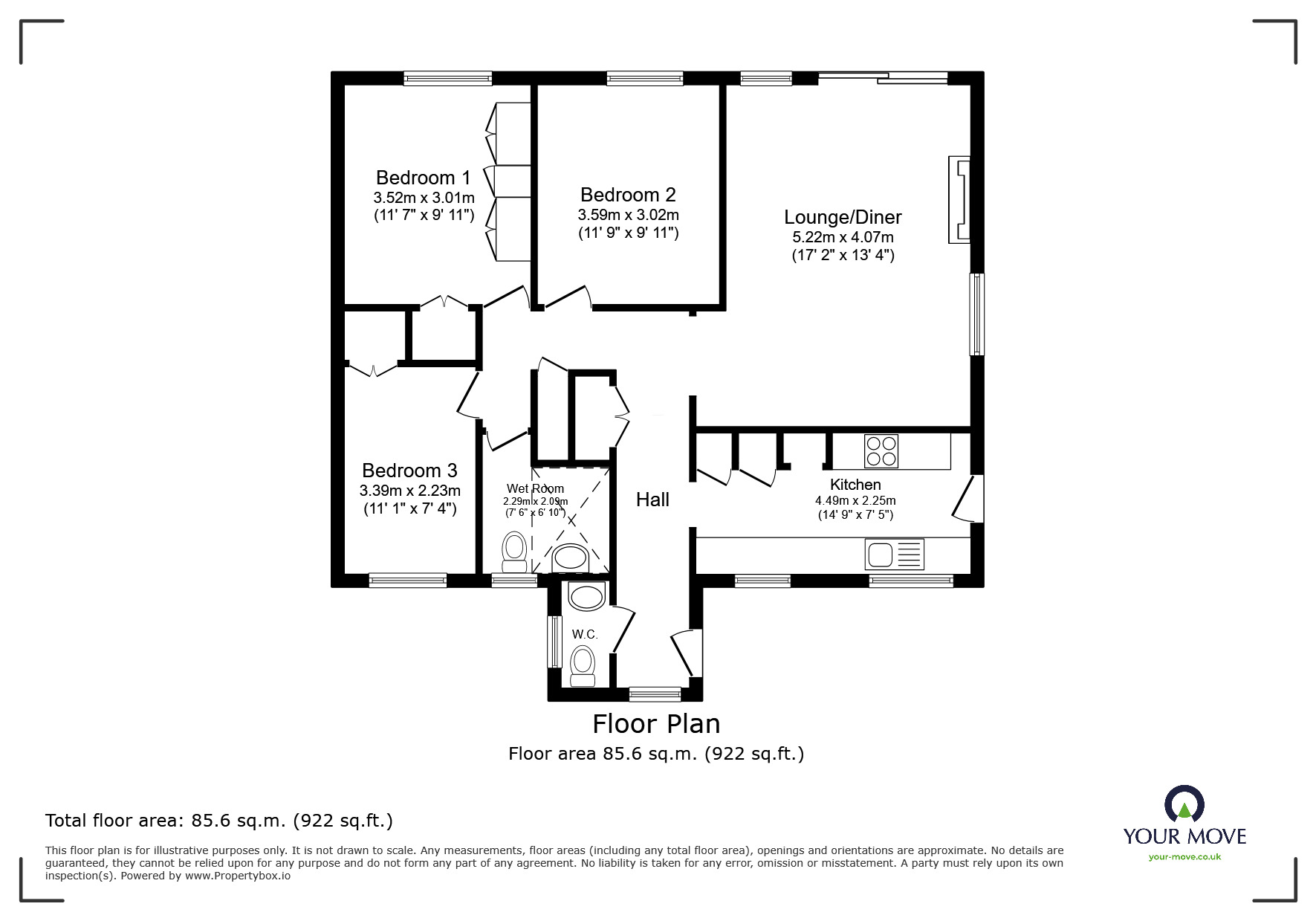 Floorplan of 3 bedroom Detached Bungalow for sale, Uppark Way, West Sussex, PO22